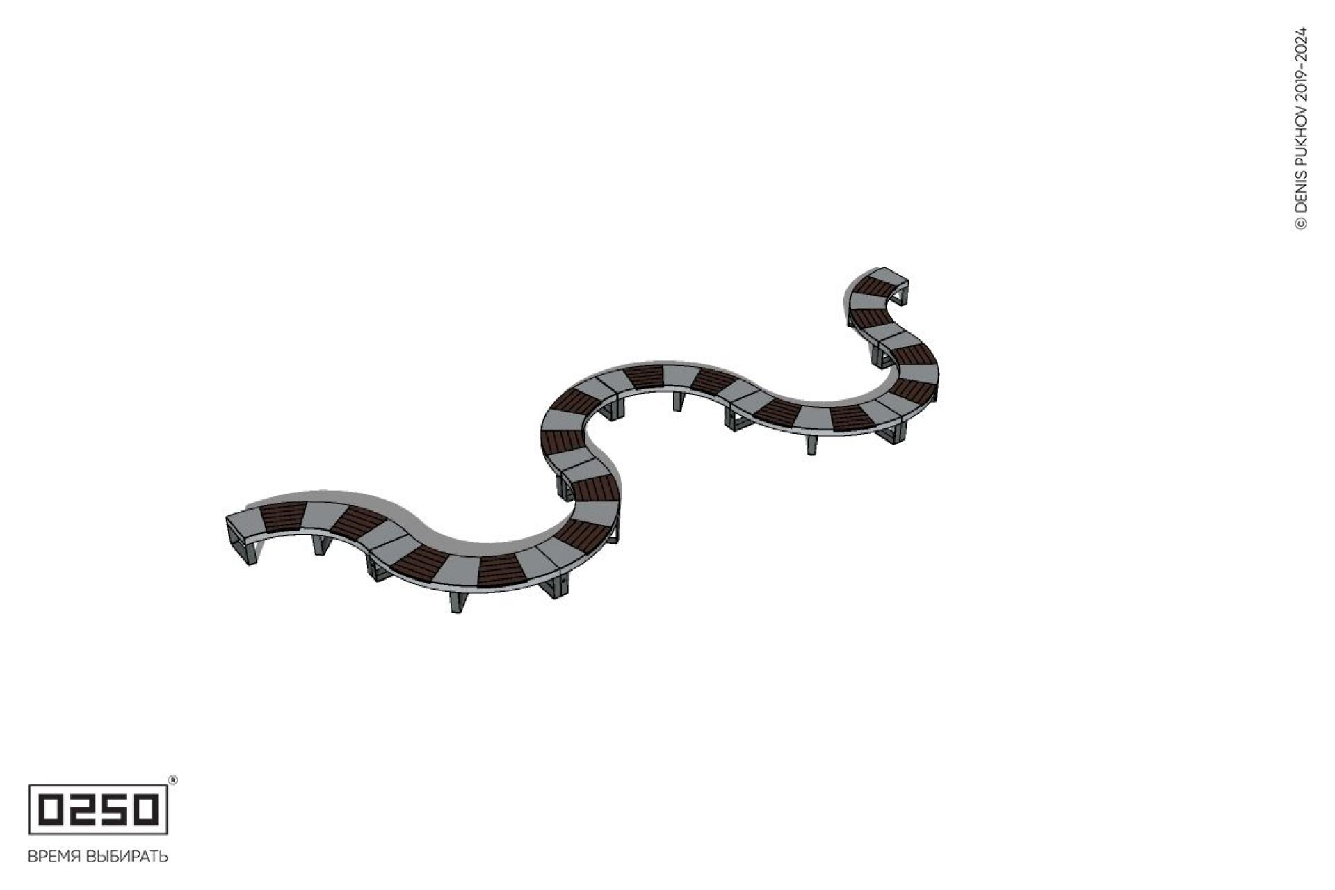 Уличная M-образная волнообразная скамейка на ножках производство 0250