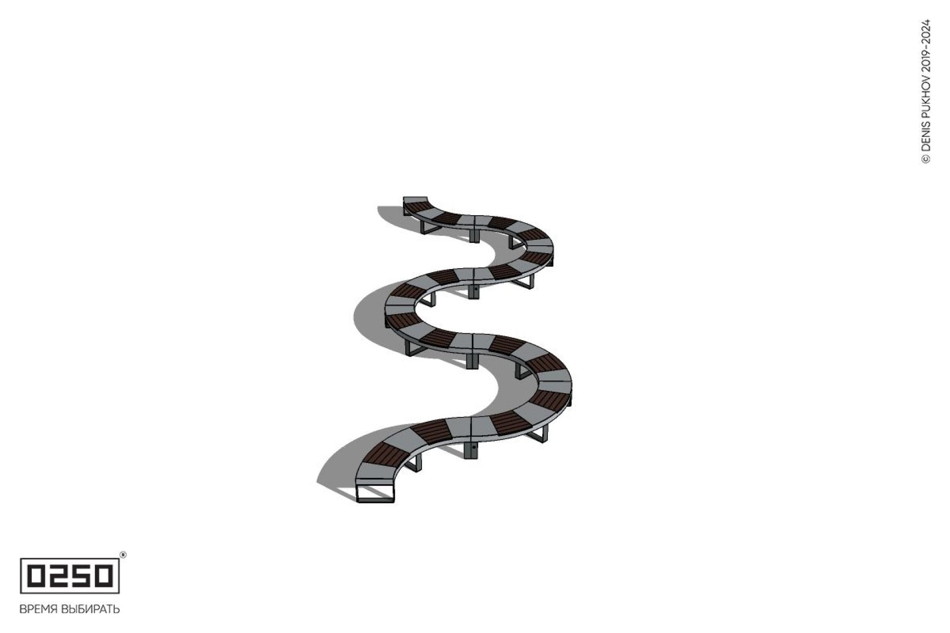 Уличная M-образная волнообразная скамейка на ножках производство 0250