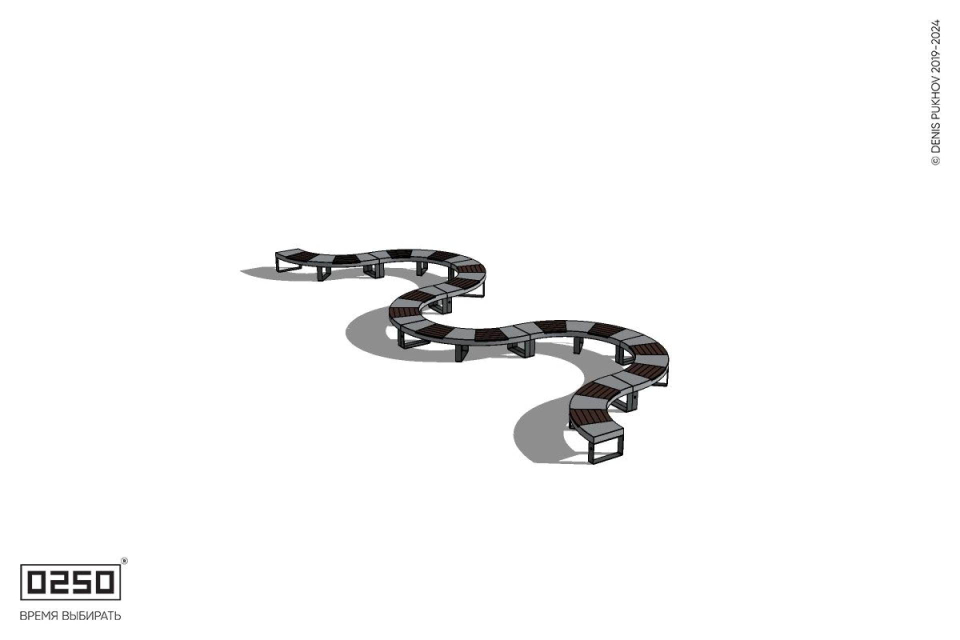 Уличная M-образная волнообразная скамейка на ножках производство 0250