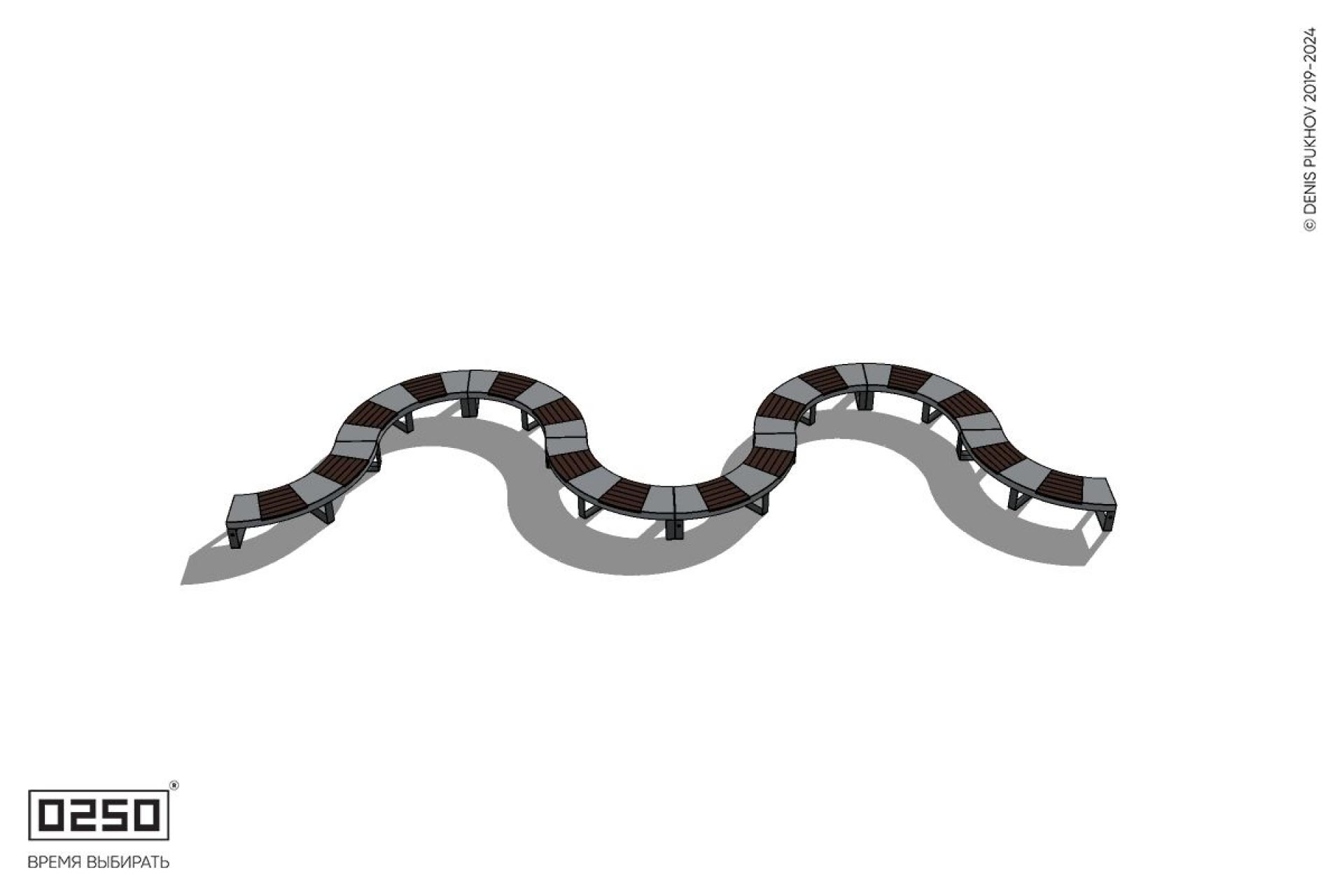 Уличная M-образная волнообразная скамейка на ножках производство 0250