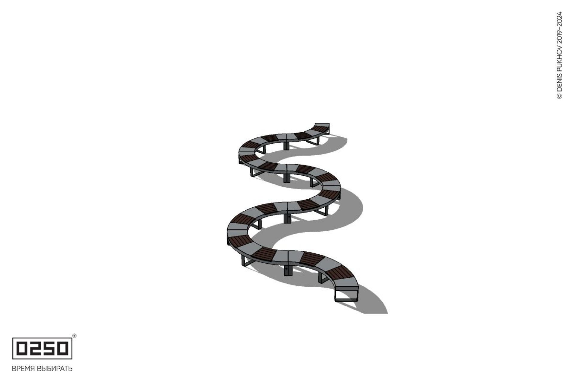 Уличная M-образная волнообразная скамейка на ножках производство 0250