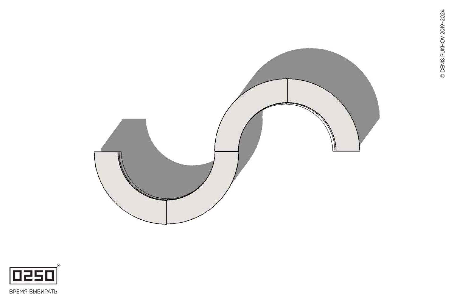 Уличная Бетонная S-образная волнообразная скамейка на блоке производство 0250, module