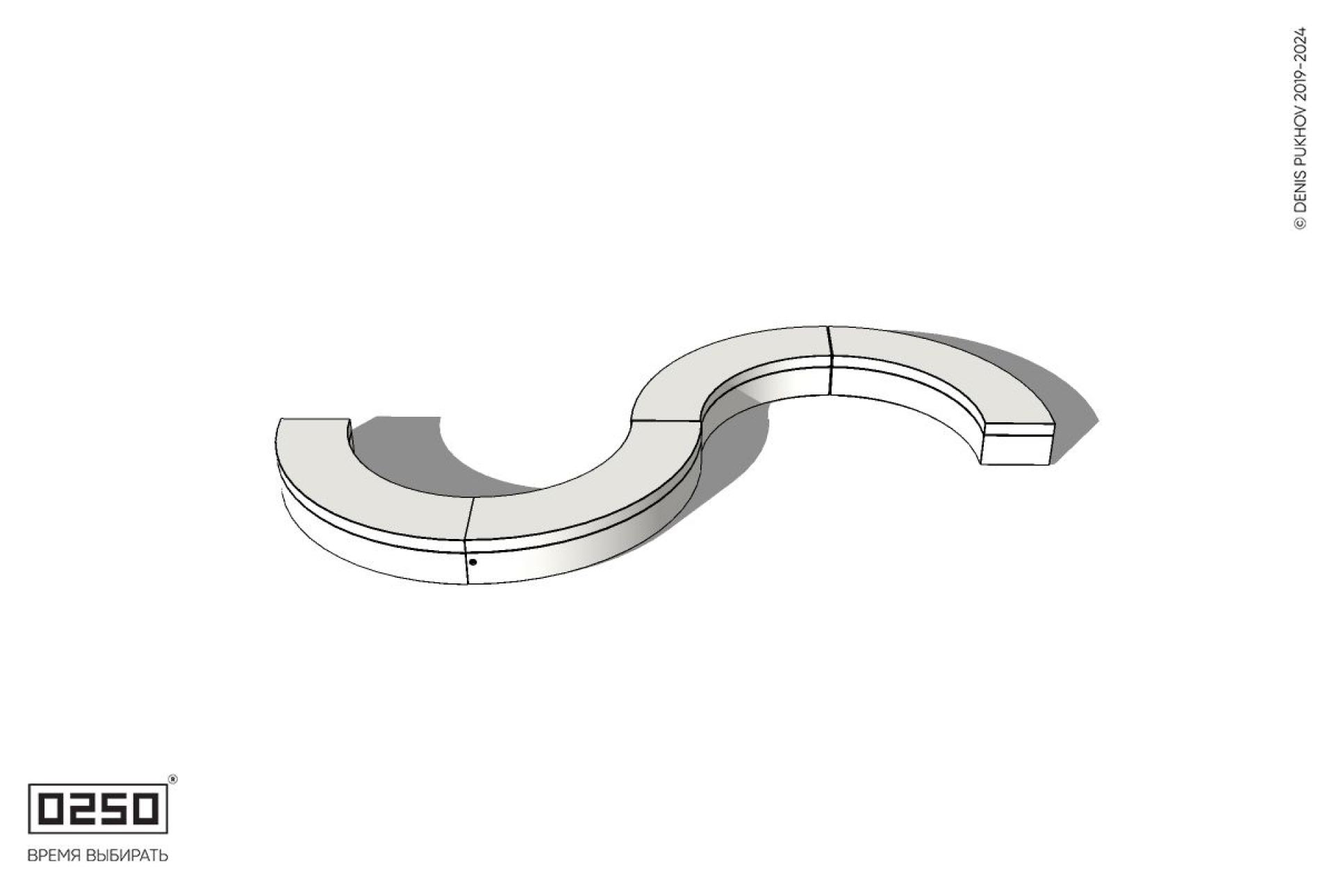 Уличная Бетонная S-образная волнообразная скамейка на блоке производство 0250