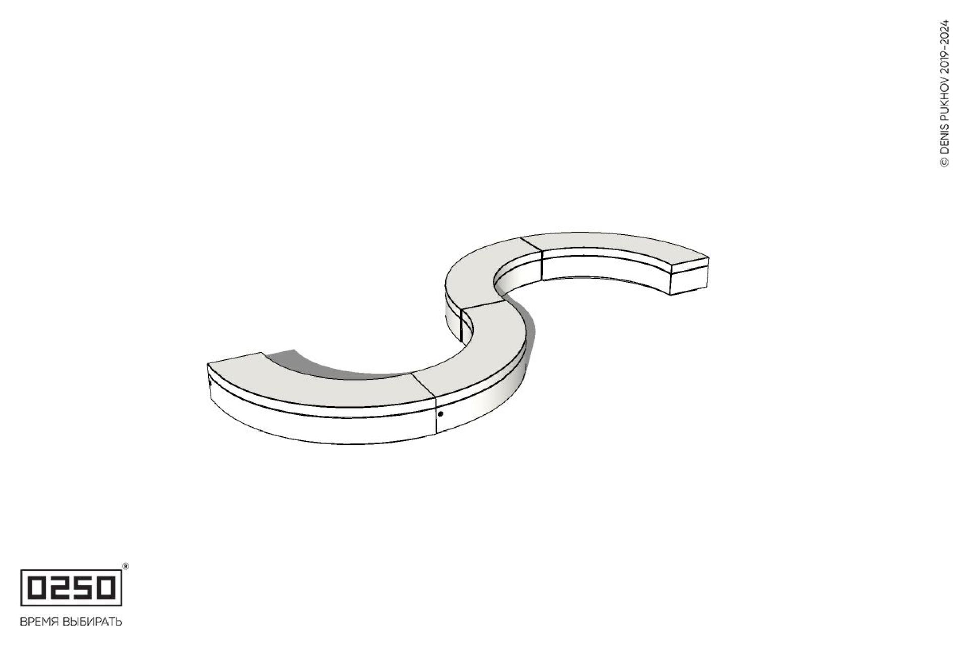 Уличная Бетонная S-образная волнообразная скамейка на блоке производство 0250