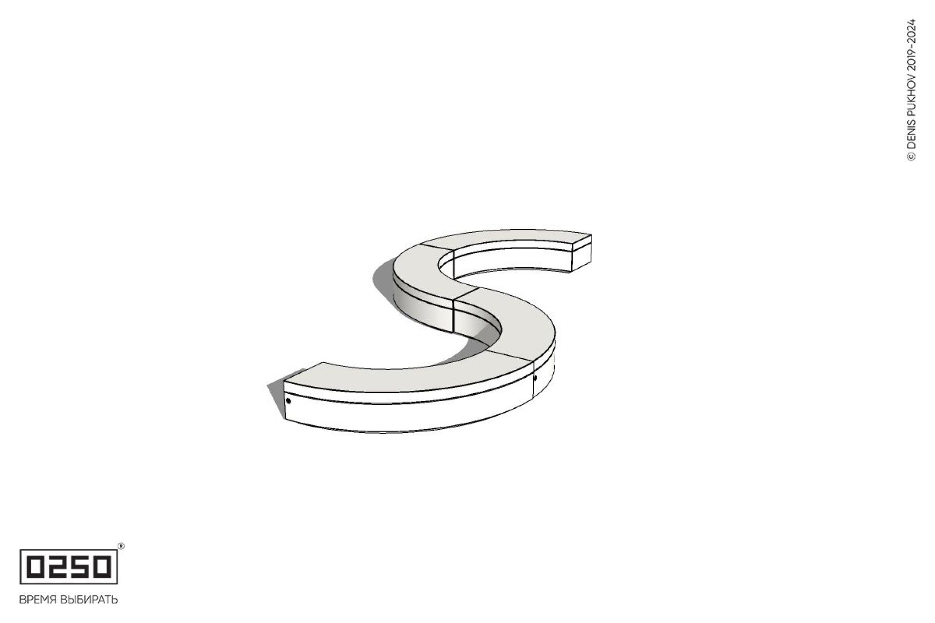 Уличная Бетонная S-образная волнообразная скамейка на блоке производство 0250