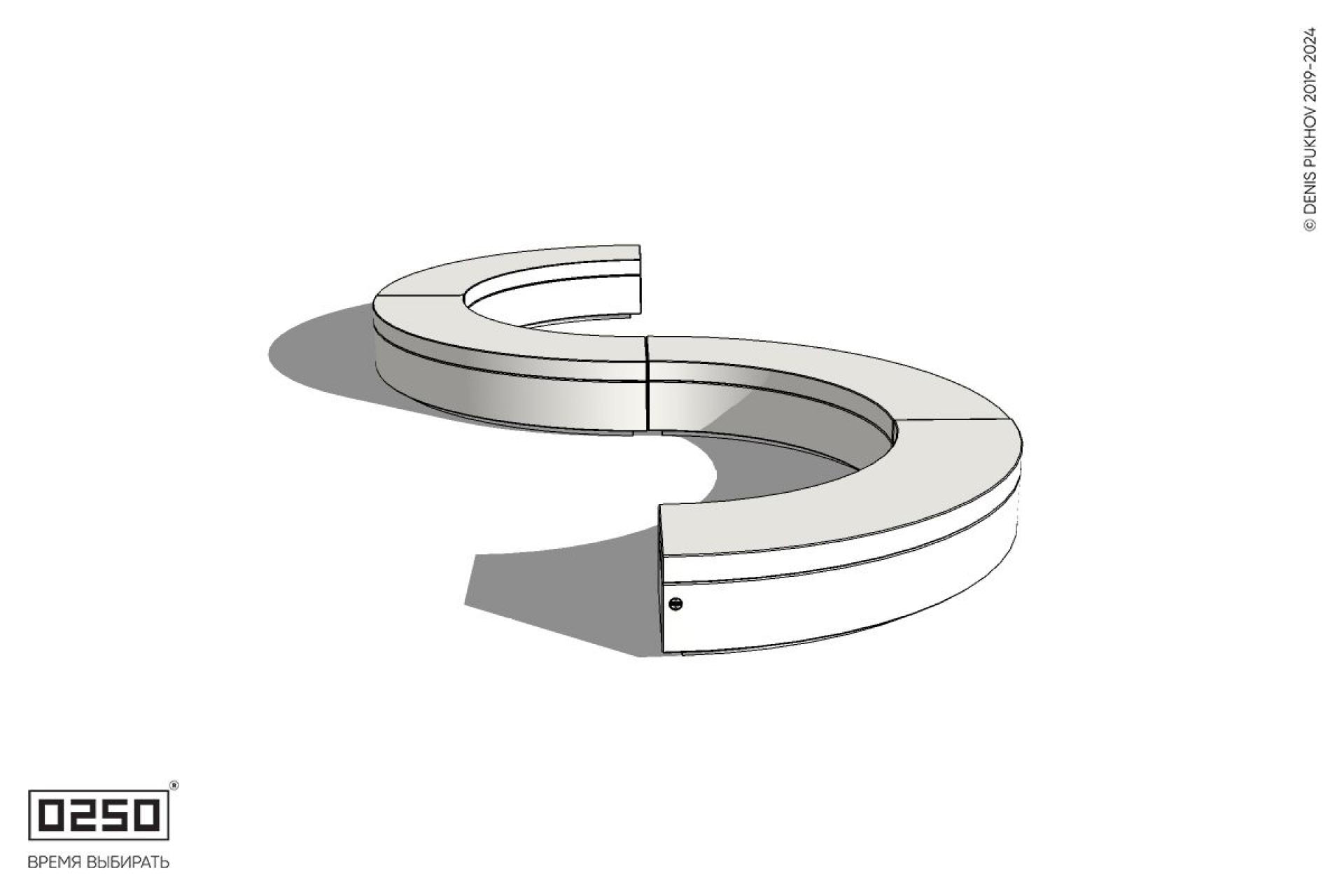 Уличная Бетонная S-образная волнообразная скамейка на блоке производство 0250