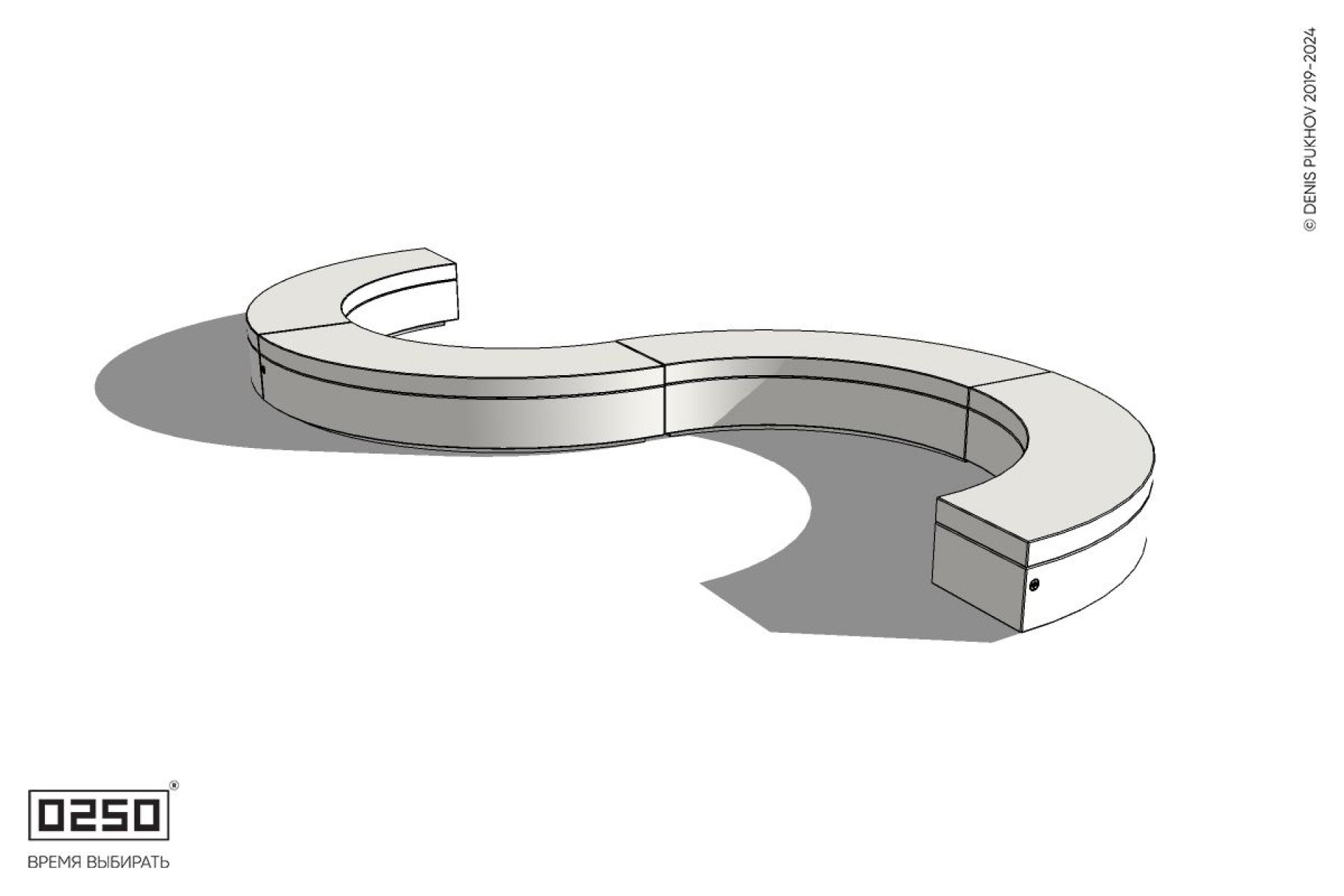 Уличная Бетонная S-образная волнообразная скамейка на блоке производство 0250