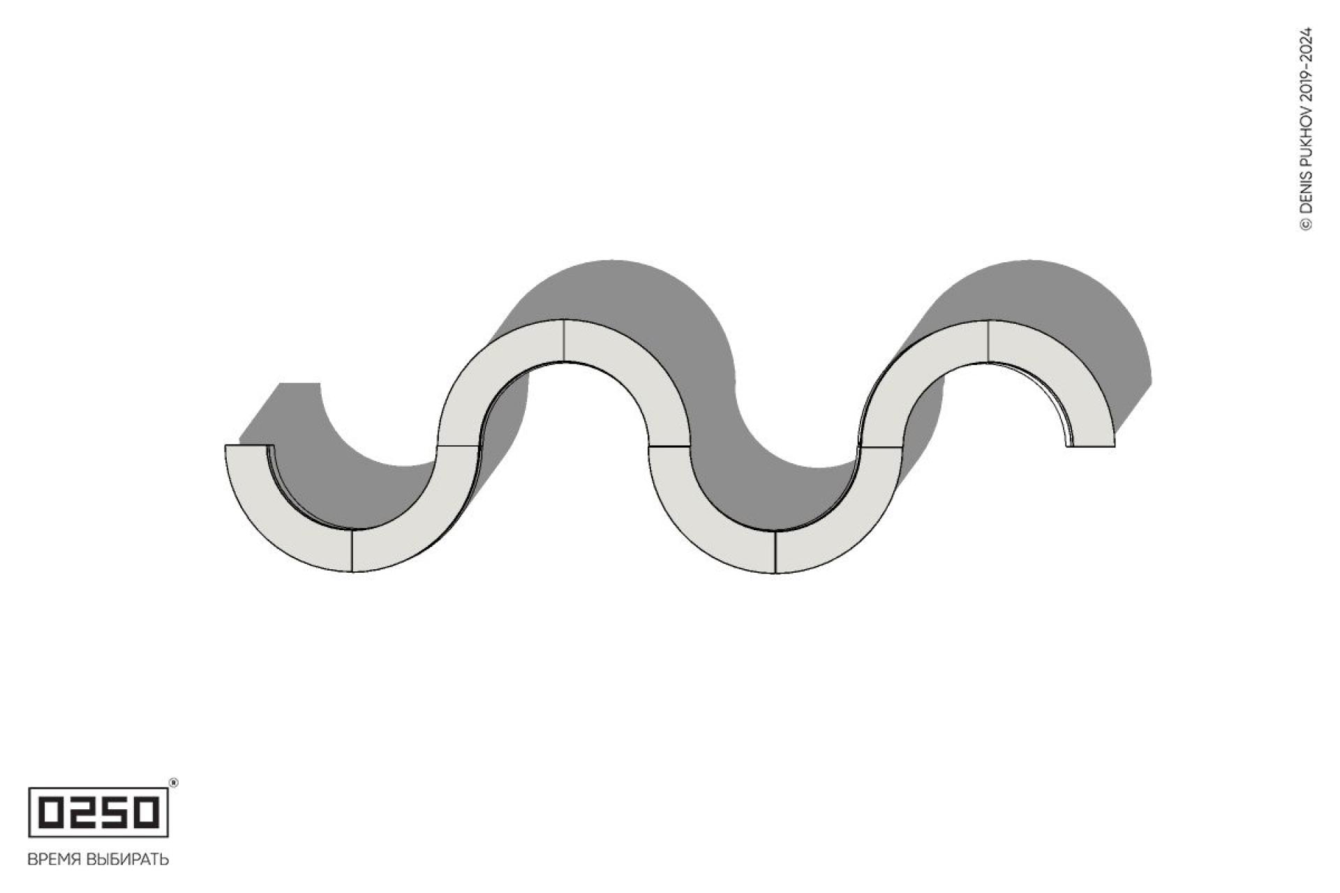Уличная Бетонная S-образная волнообразная двойная скамейка на блоке производство 0250, module