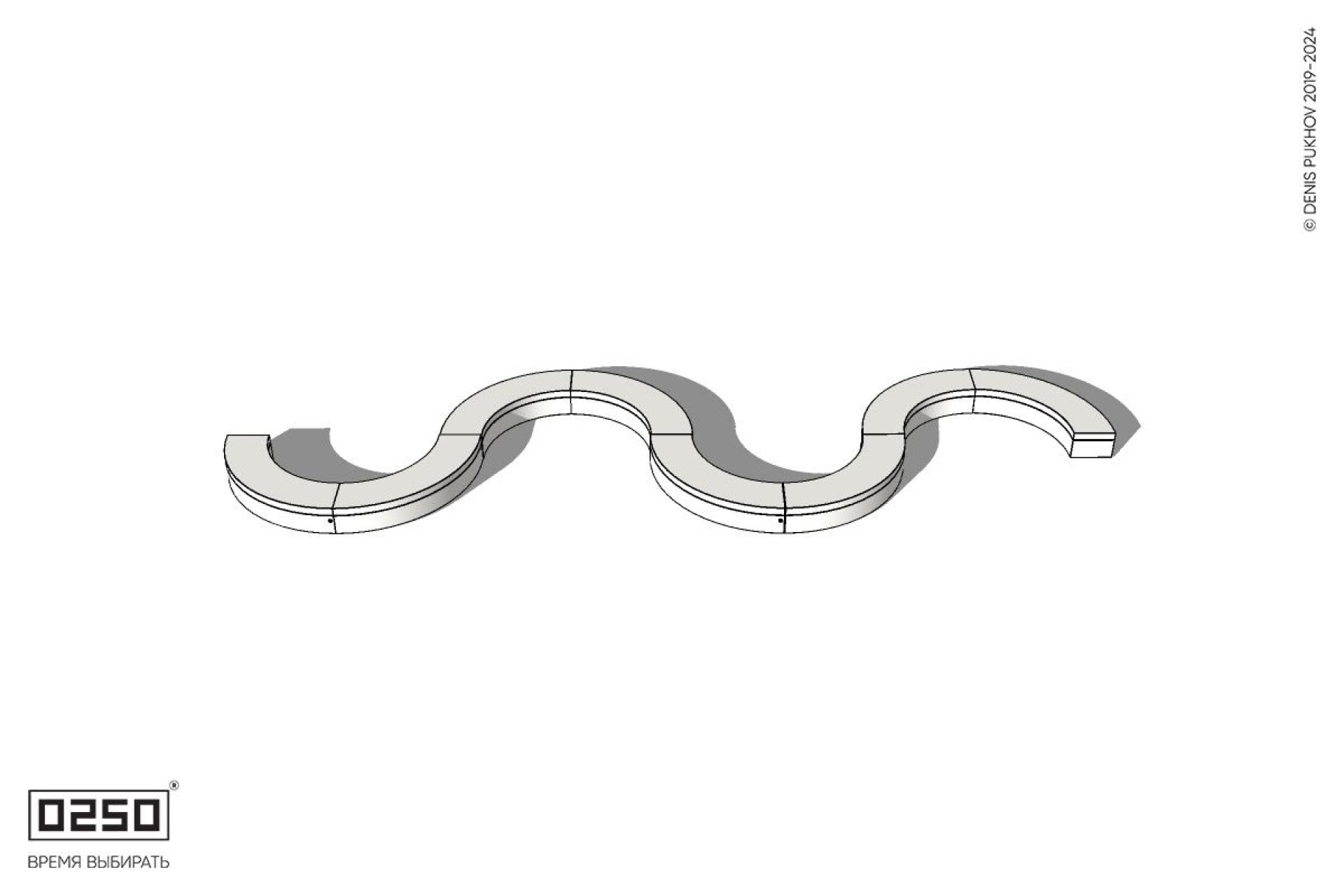 Уличная Бетонная S-образная волнообразная двойная скамейка на блоке производство 0250