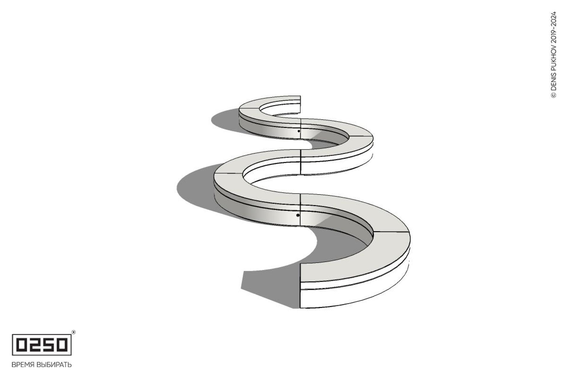 Уличная Бетонная S-образная волнообразная двойная скамейка на блоке производство 0250