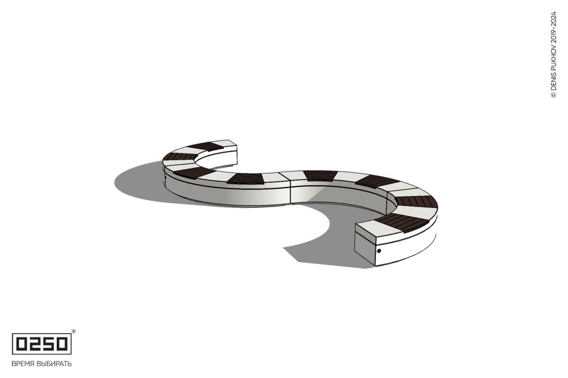 Уличная S-образная волнообразная скамейка на блоке производство 0250