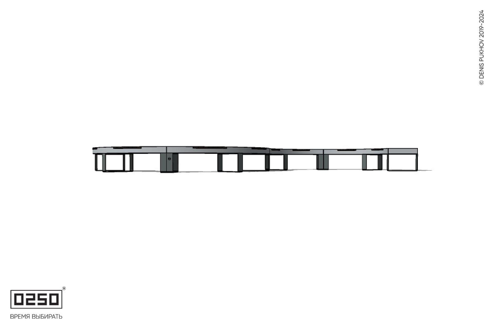 Уличная S-образная волнообразная скамейка на ножках производство 0250