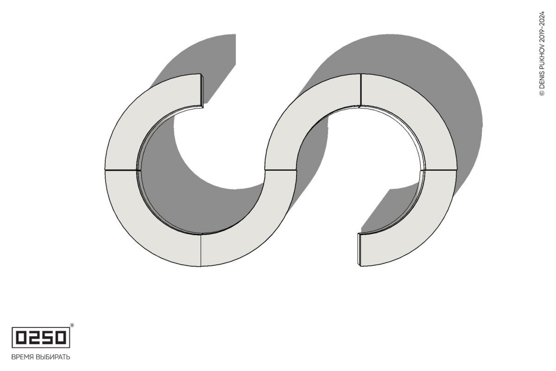 Уличная Бетонная S-образная волнообразная закрытая скамейка на блоке производство 0250, module