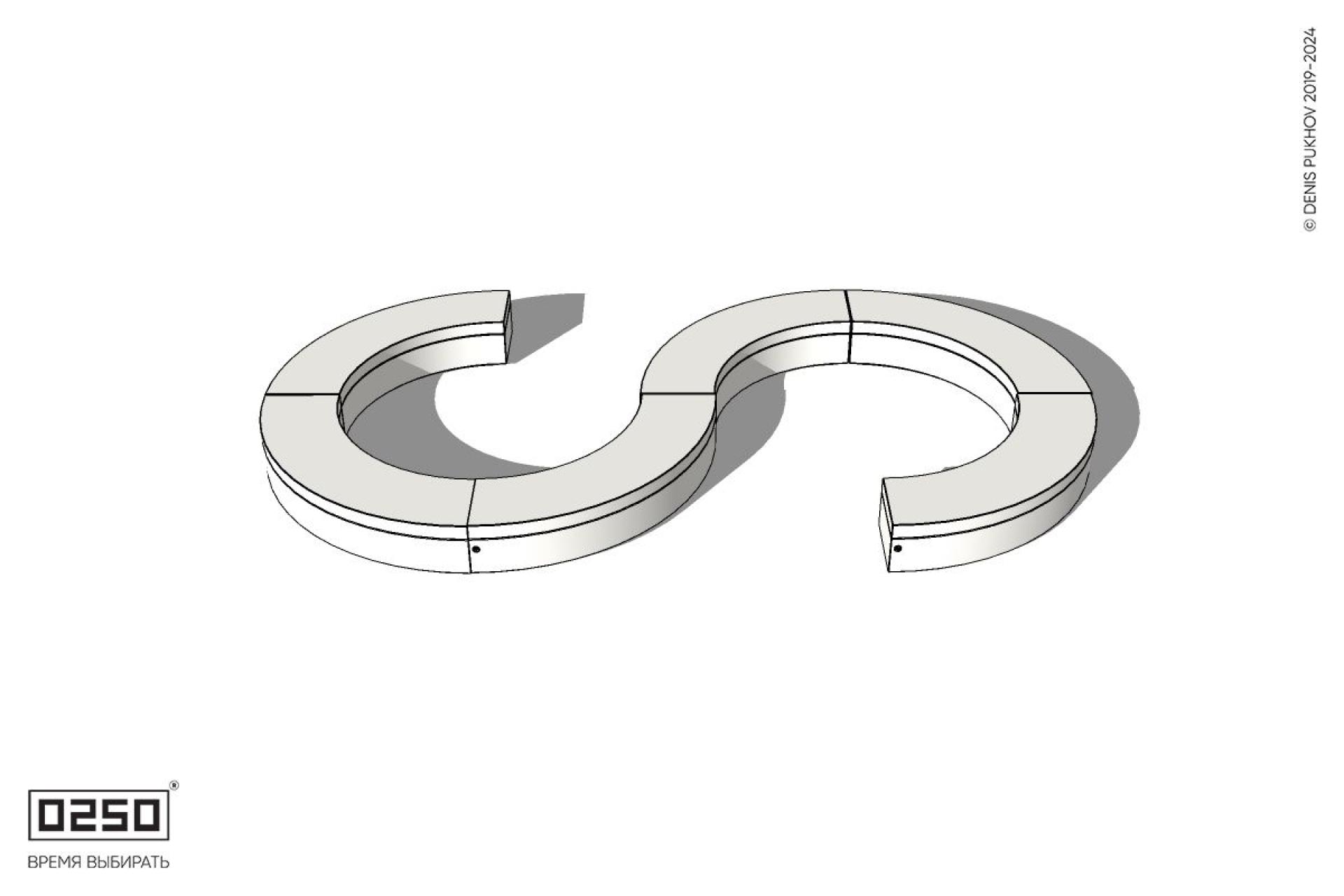 Уличная Бетонная S-образная волнообразная закрытая скамейка на блоке производство 0250