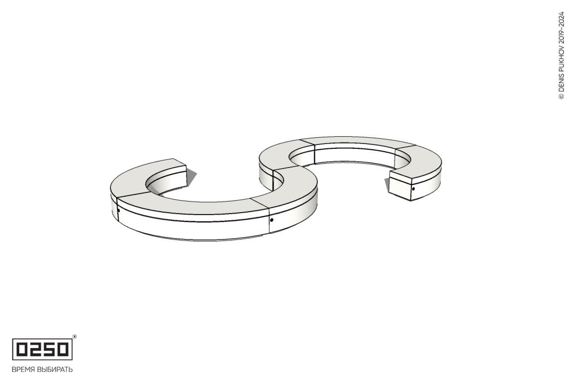 Уличная Бетонная S-образная волнообразная закрытая скамейка на блоке производство 0250