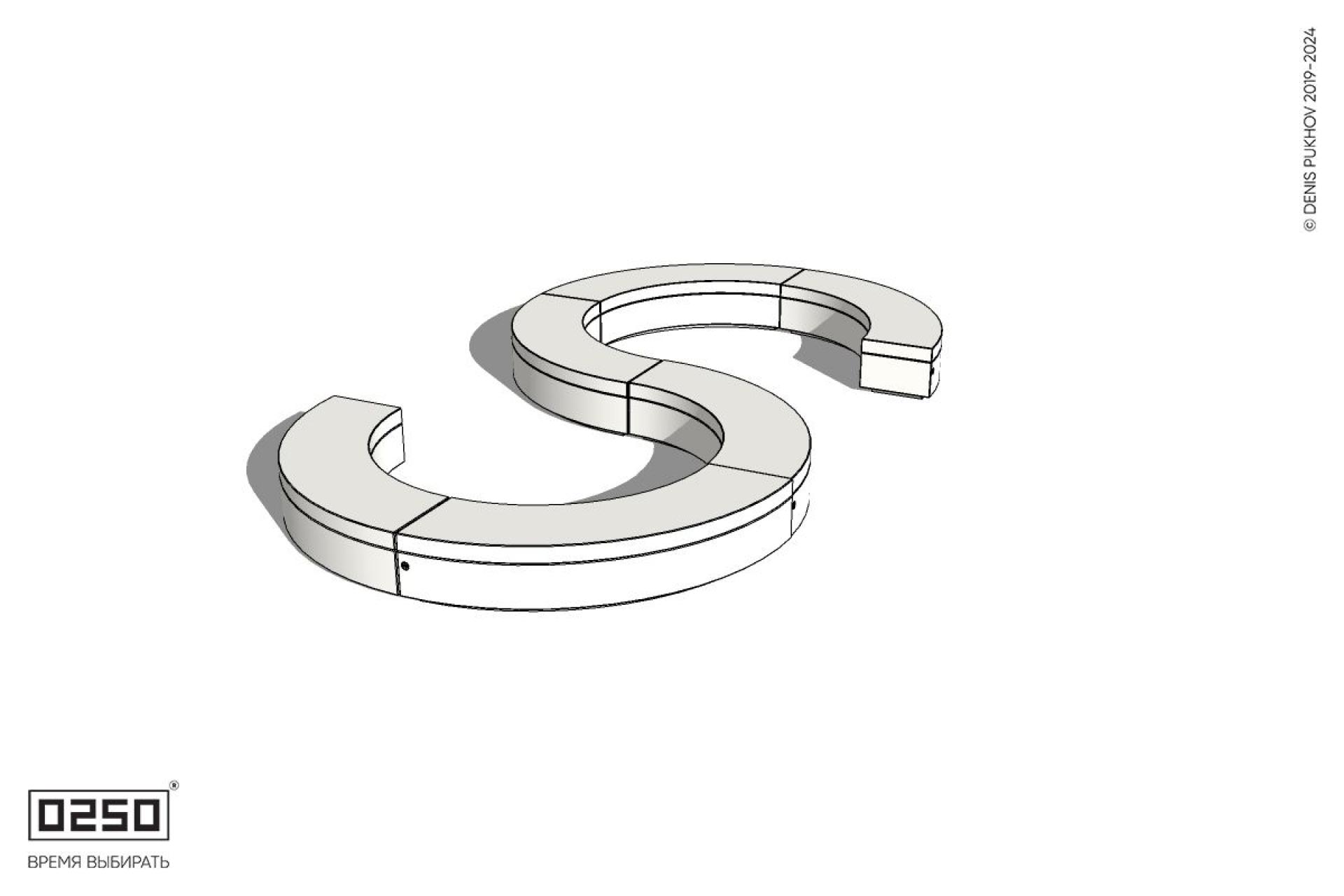 Уличная Бетонная S-образная волнообразная закрытая скамейка на блоке производство 0250