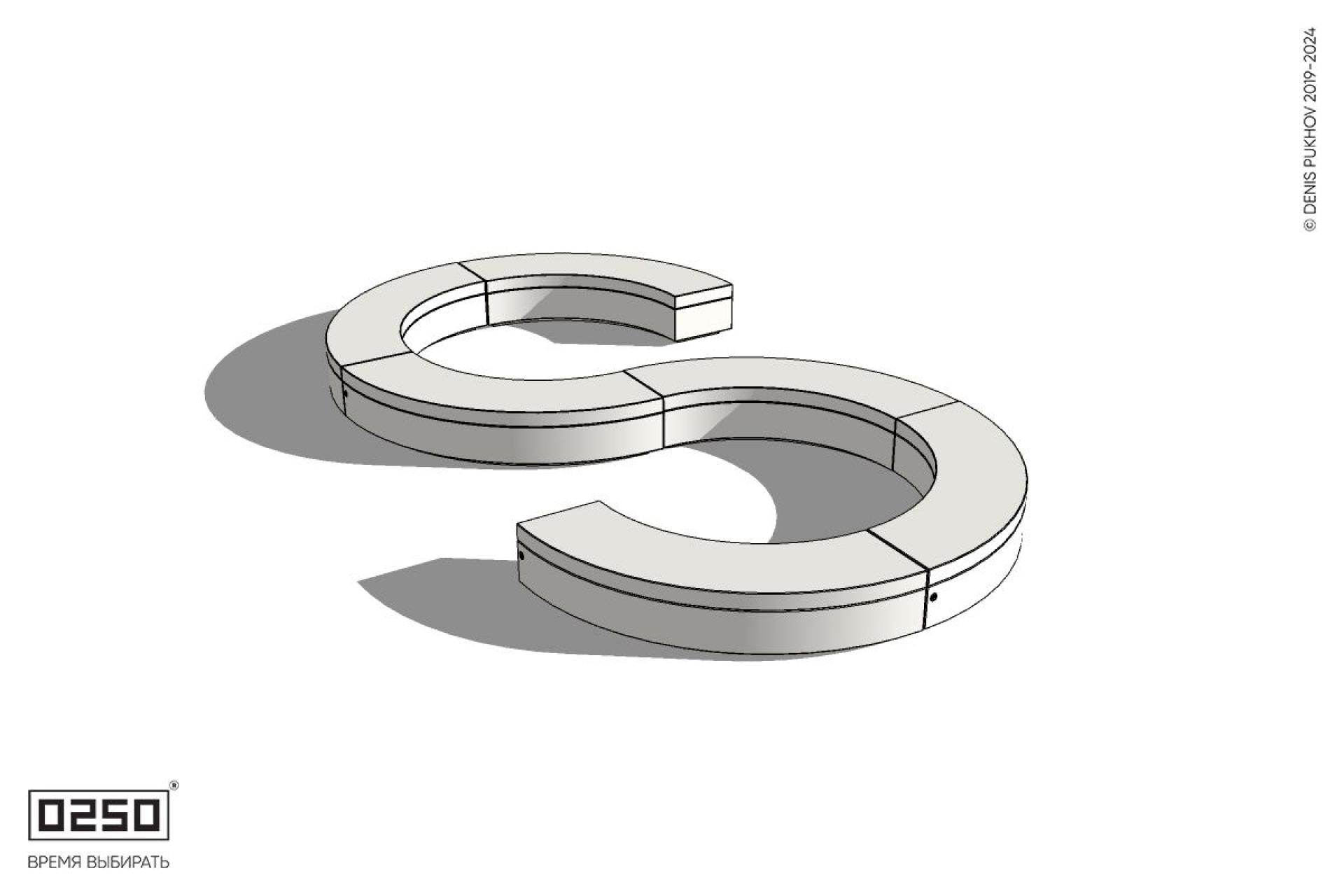 Уличная Бетонная S-образная волнообразная закрытая скамейка на блоке производство 0250