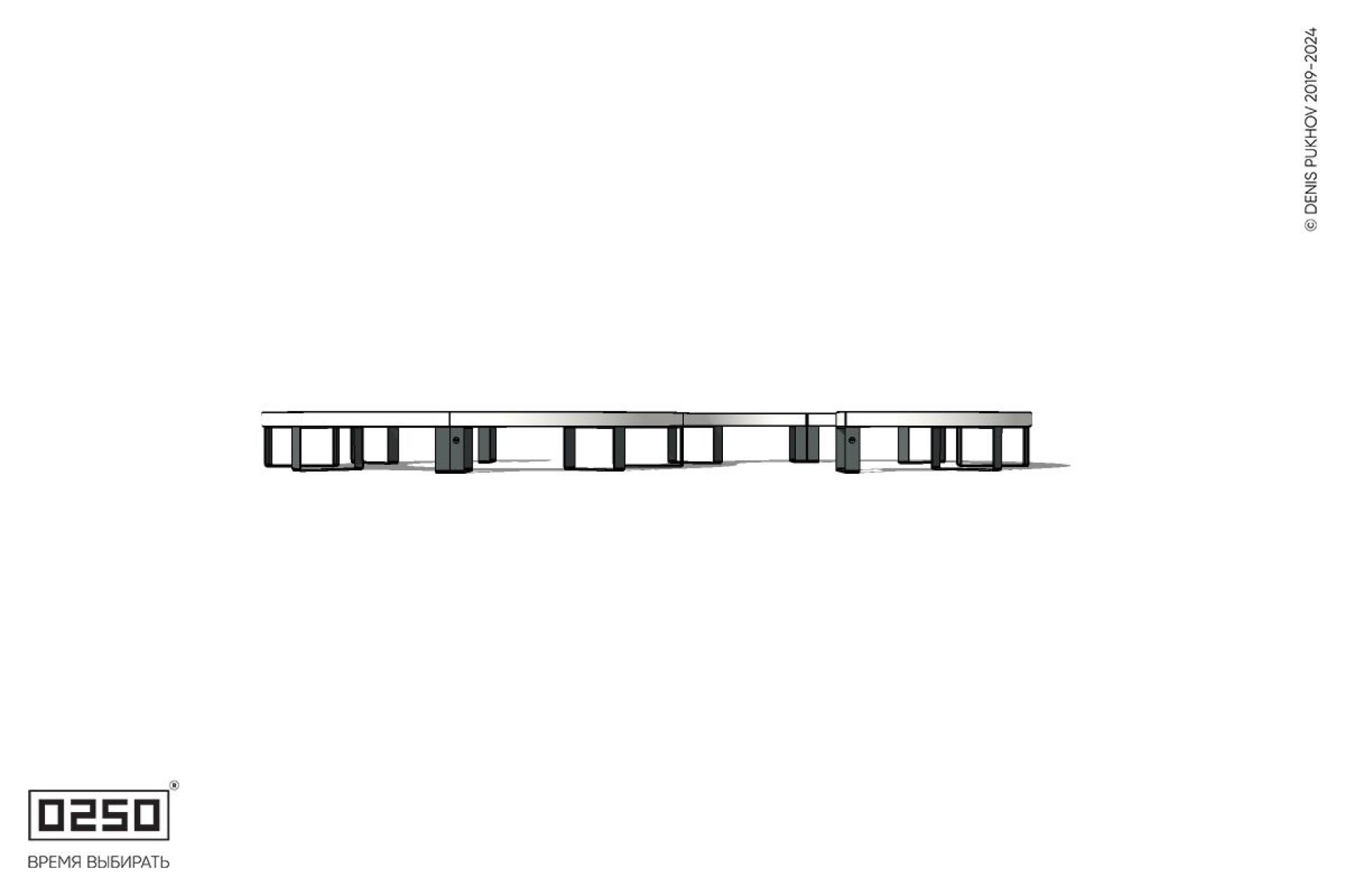 Уличная Бетонная S-образная волнообразная скамейка закрытая на ножках производство 0250