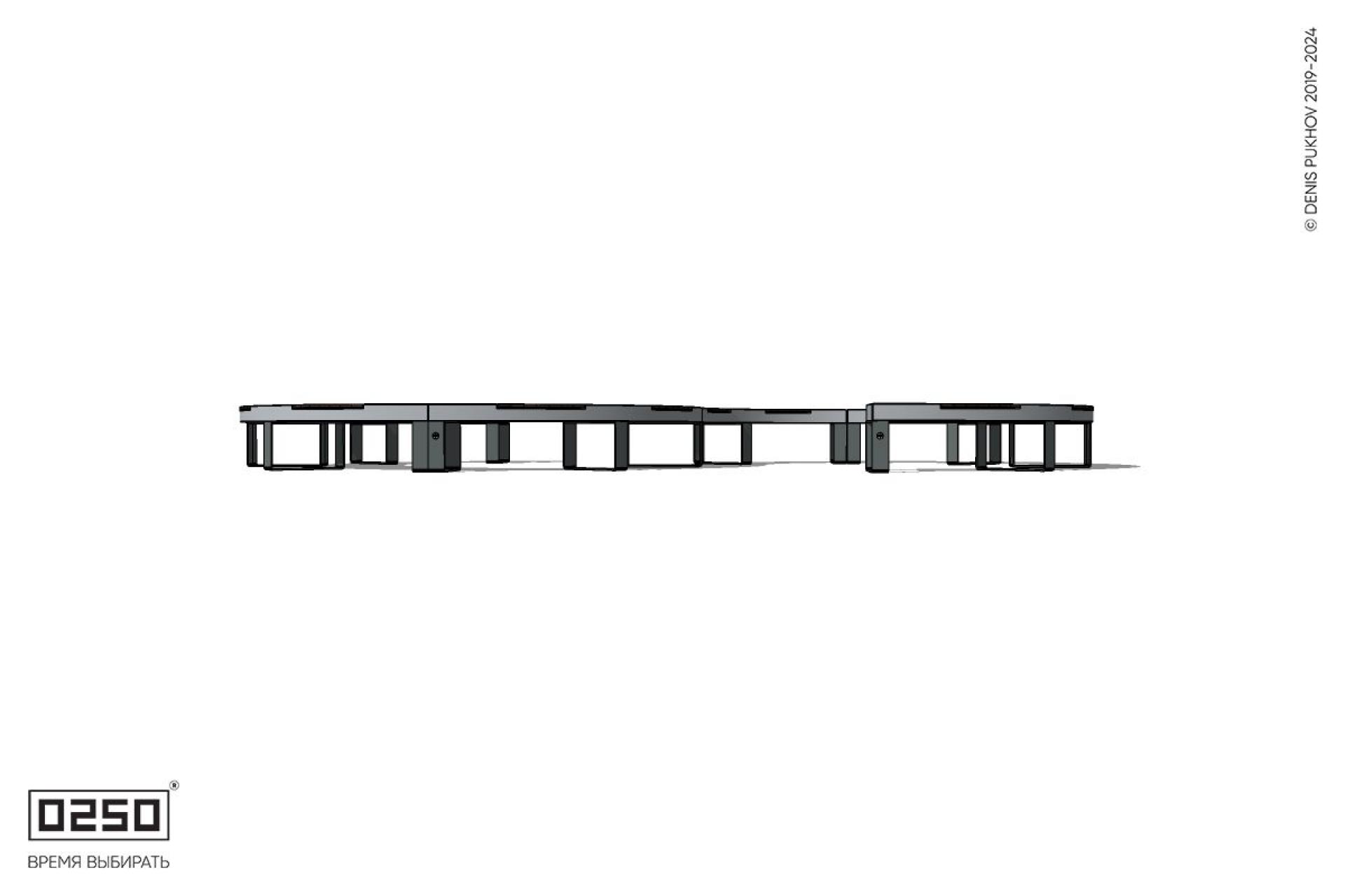 Уличная S-образная волнообразная скамейка на ножках производство 0250