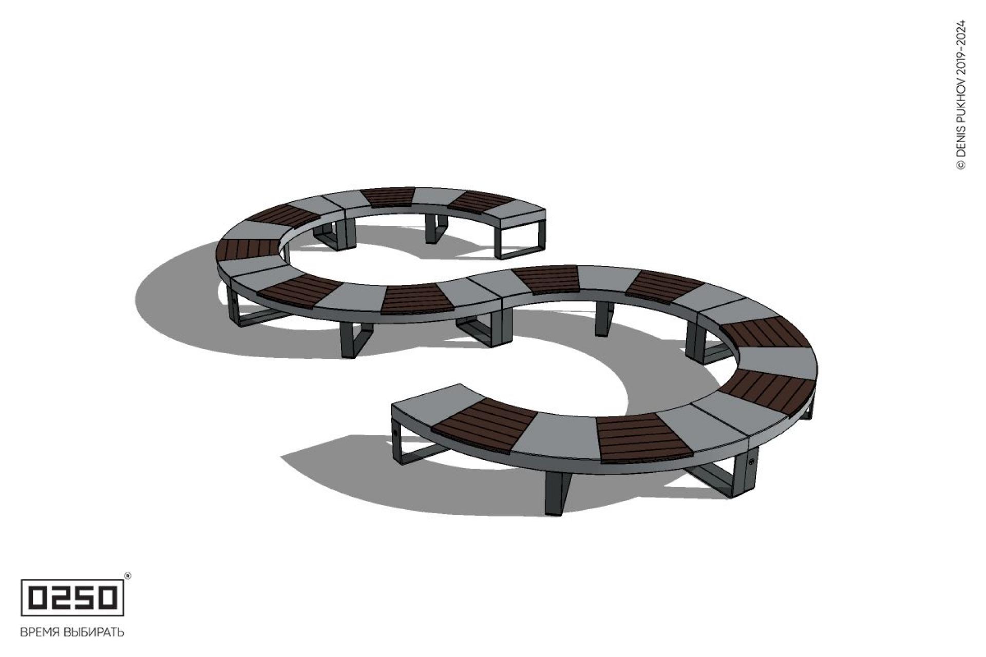 Уличная S-образная волнообразная скамейка на ножках производство 0250