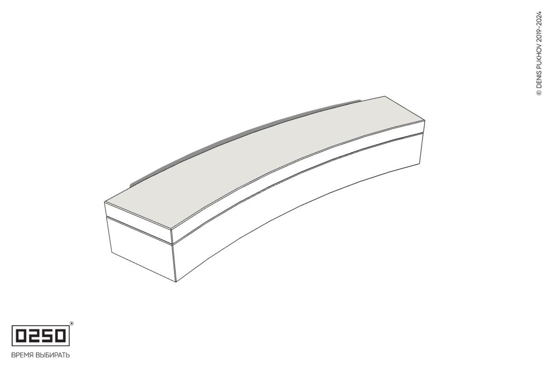 Уличная Бетонная скамейка большого радиуса на блоке производство 0250