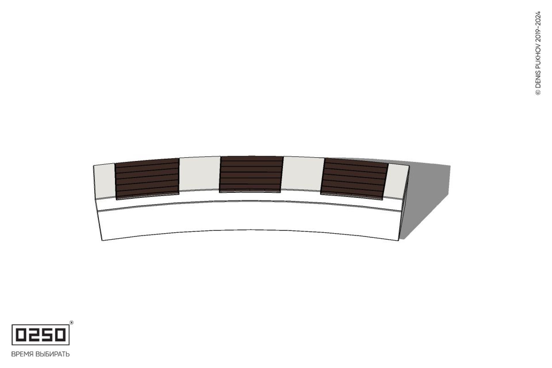Уличная Скамейка большого радиуса с настилом на блоке производство 0250