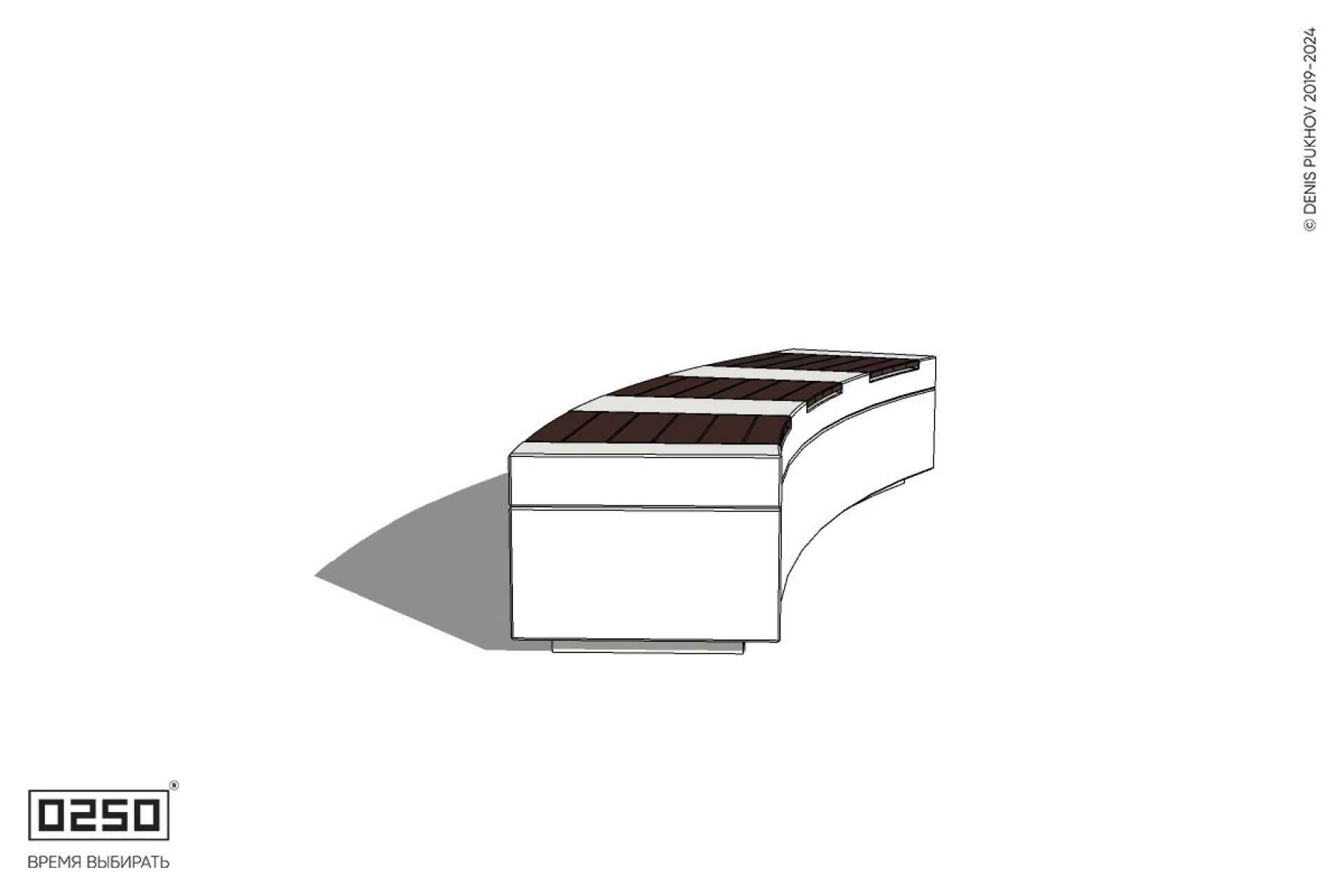 Уличная Скамейка большого радиуса с настилом на блоке производство 0250