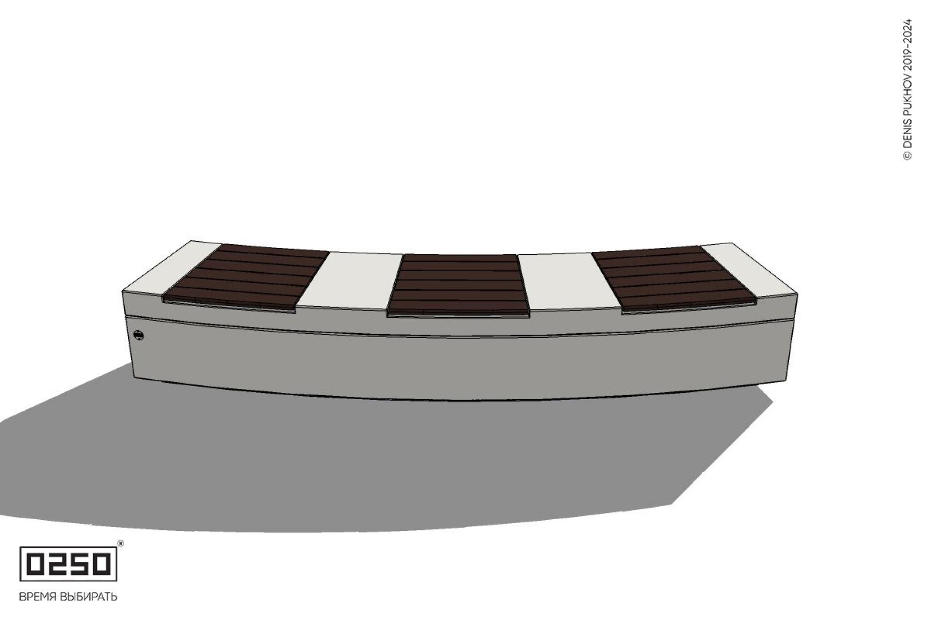 Уличная Скамейка большого радиуса с настилом на блоке производство 0250