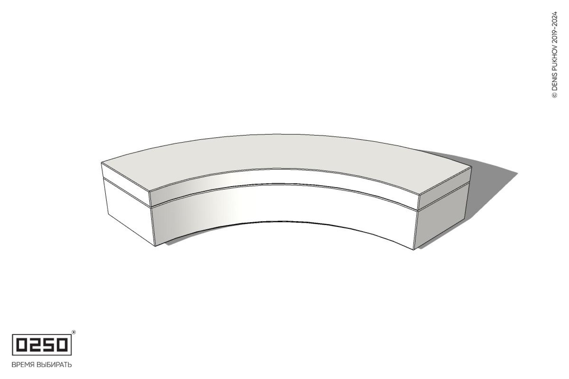 Уличная Бетонная скамейка малого радиуса на блоке производство 0250 Уличная Бетонная скамейка малого радиуса на блоке производство 0250