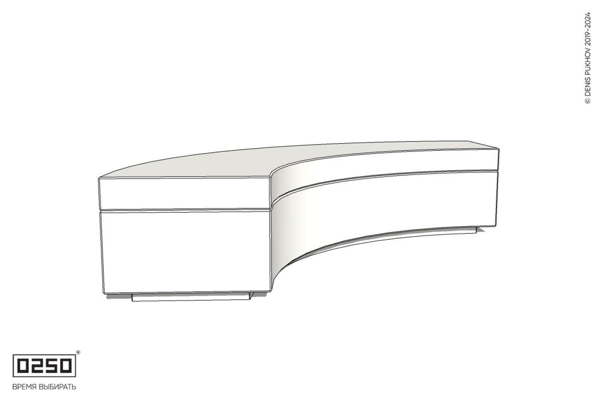 Уличная Бетонная скамейка малого радиуса на блоке производство 0250 Уличная Бетонная скамейка малого радиуса на блоке производство 0250