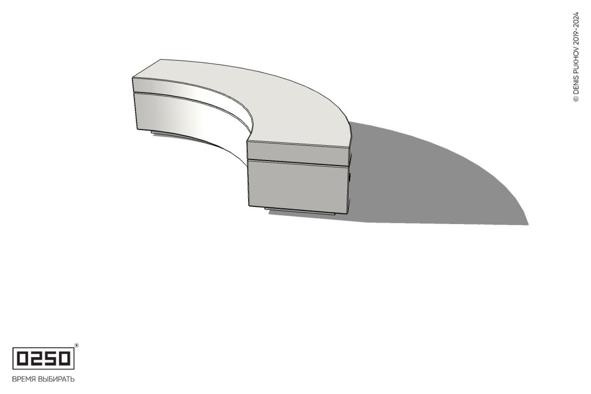 Уличная Бетонная скамейка малого радиуса на блоке производство 0250 Уличная Бетонная скамейка малого радиуса на блоке производство 0250