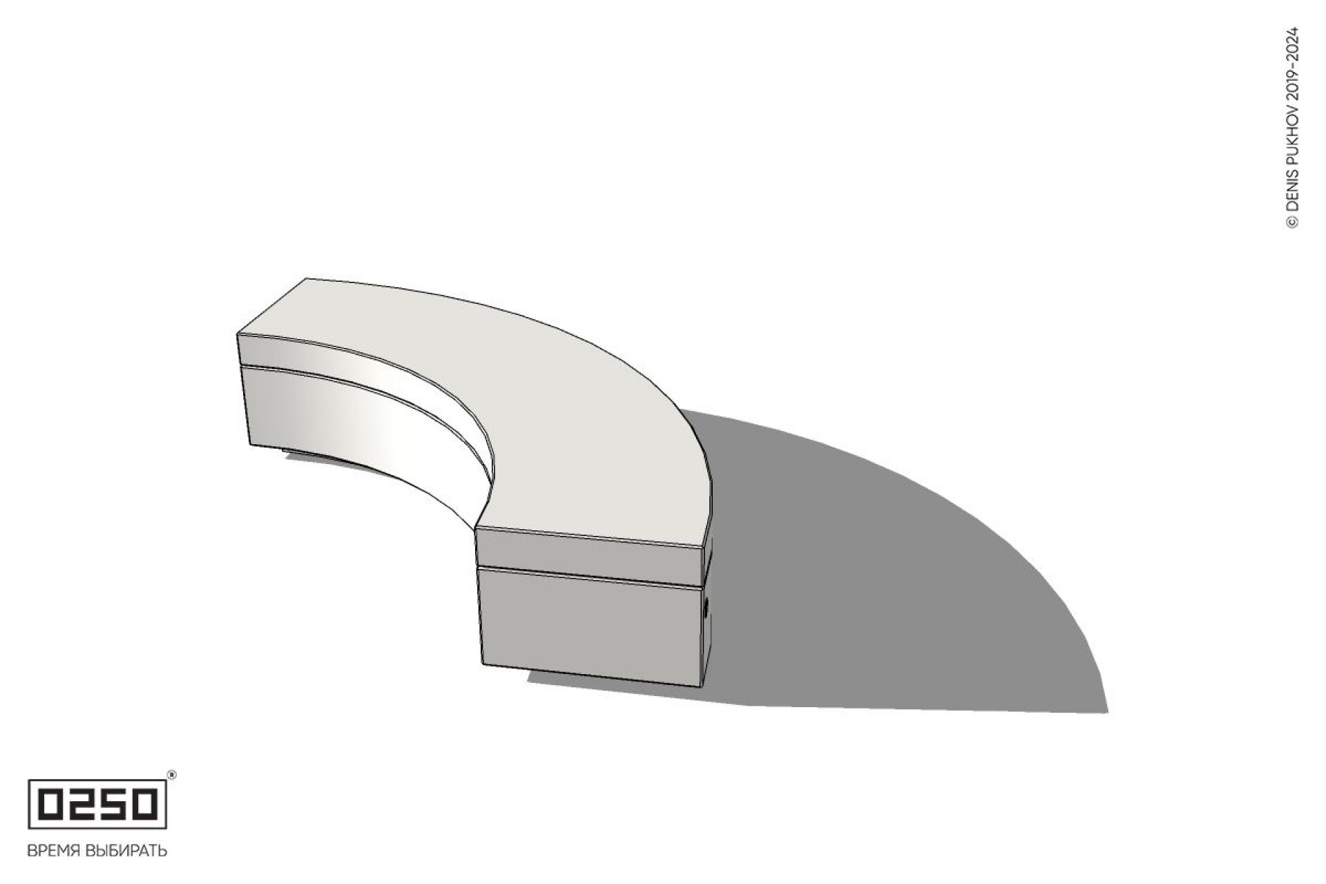 Уличная Бетонная скамейка малого радиуса на блоке производство 0250 Уличная Бетонная скамейка малого радиуса на блоке производство 0250