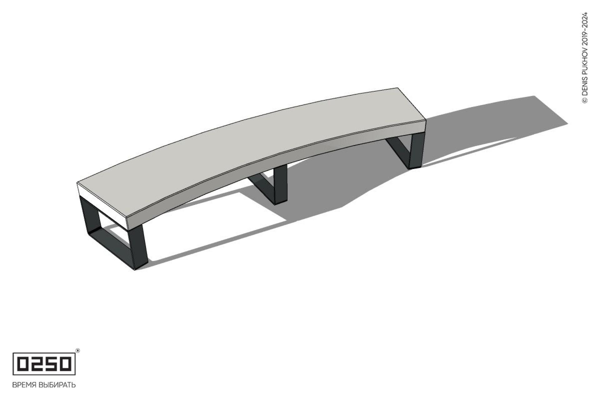 Уличная Бетонная скамейка большого радиуса на ножках производство 0250