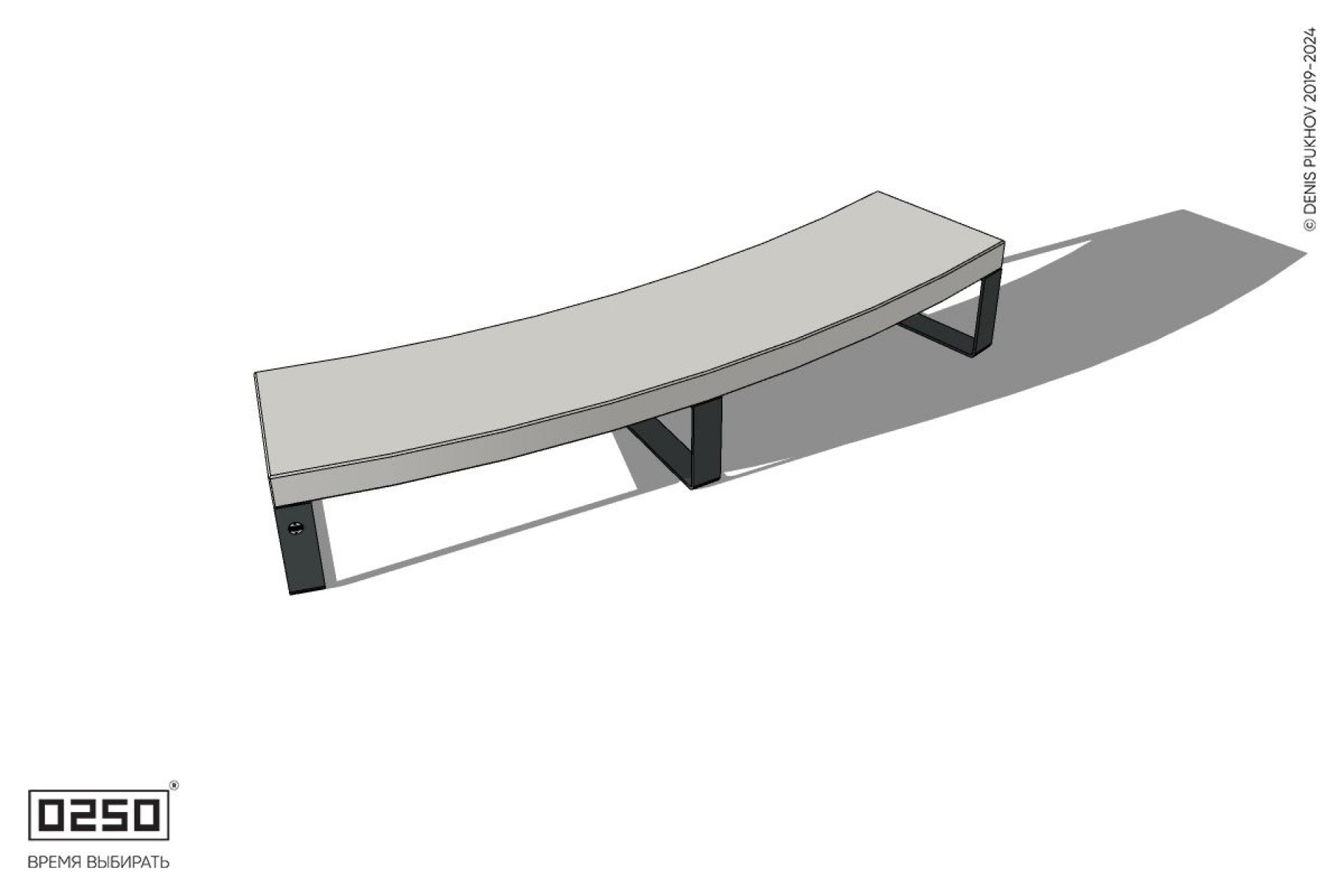 Уличная Бетонная скамейка большого радиуса на ножках производство 0250