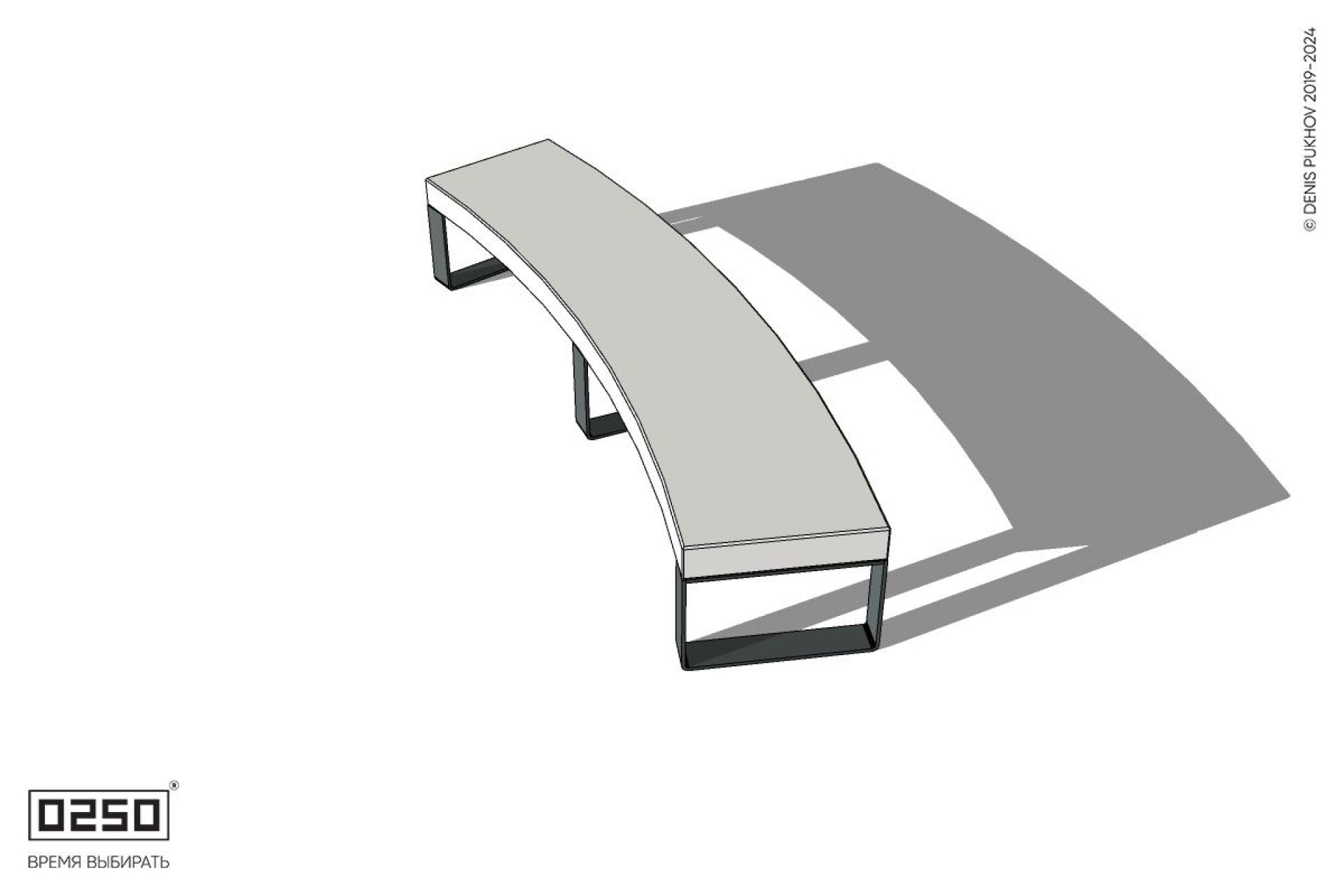 Уличная Бетонная скамейка большого радиуса на ножках производство 0250