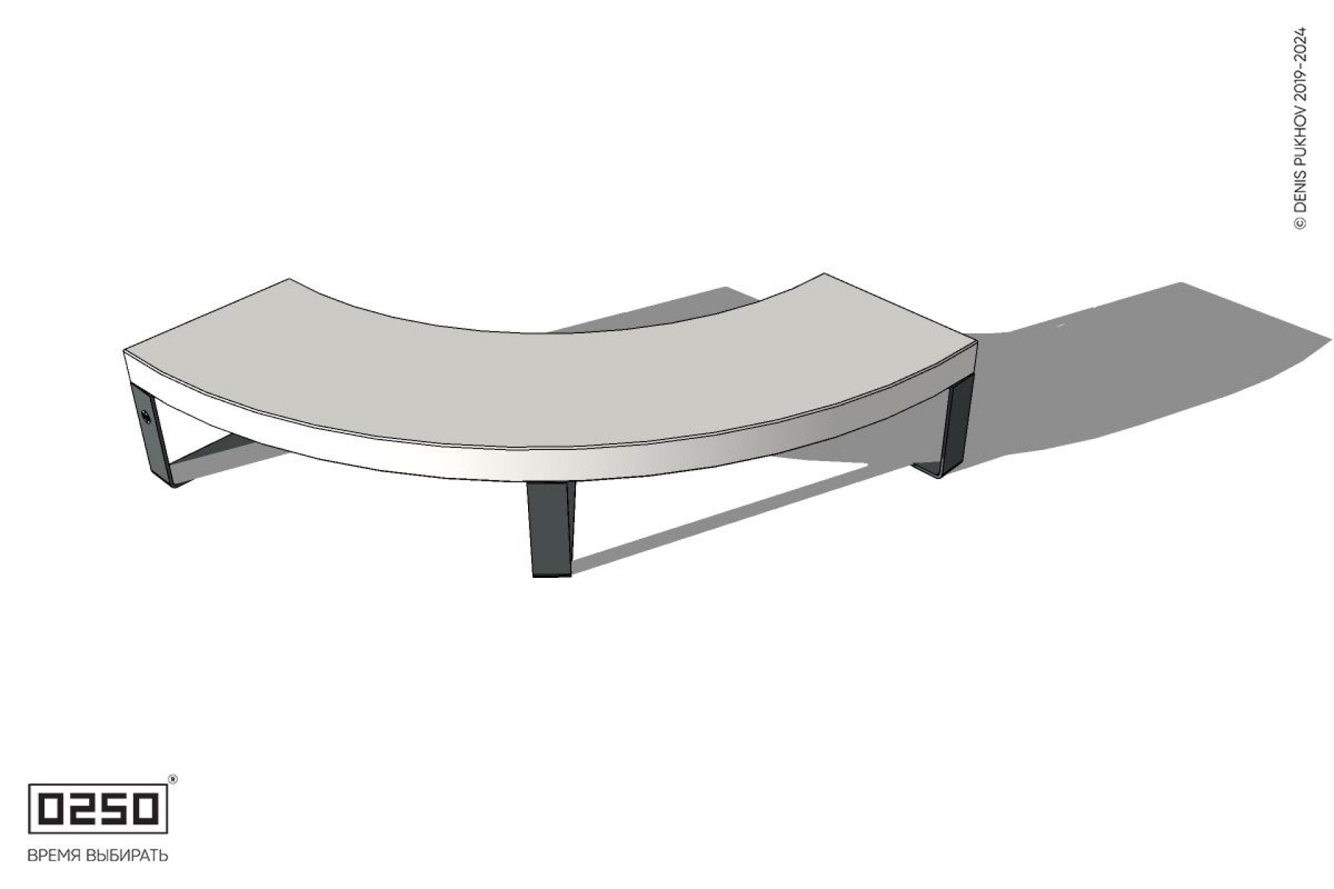 Уличная Бетонная скамейка малого радиуса на ножках производство 0250