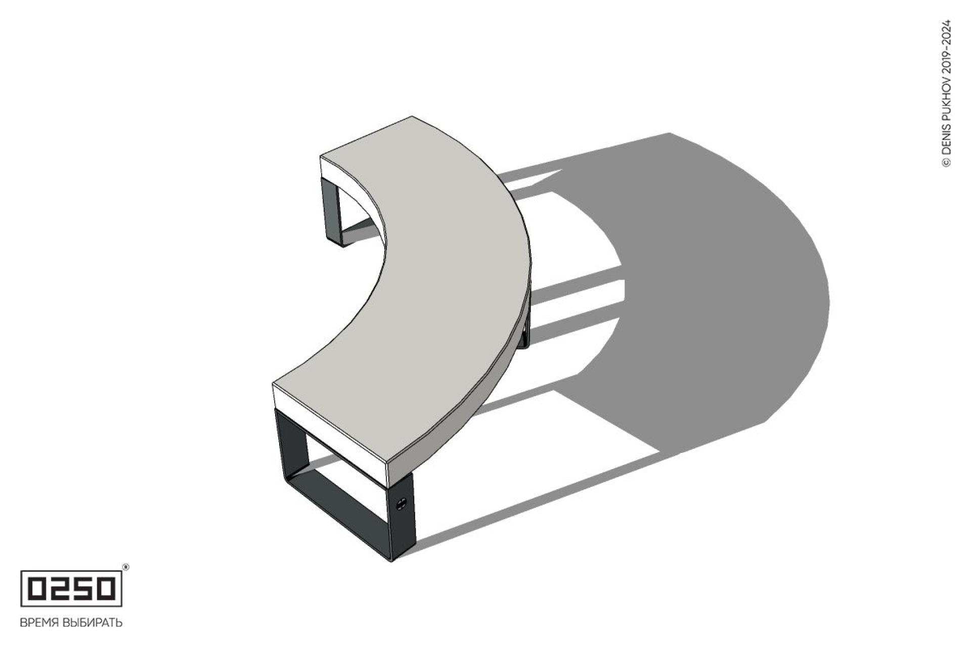 Уличная Бетонная скамейка малого радиуса на ножках производство 0250