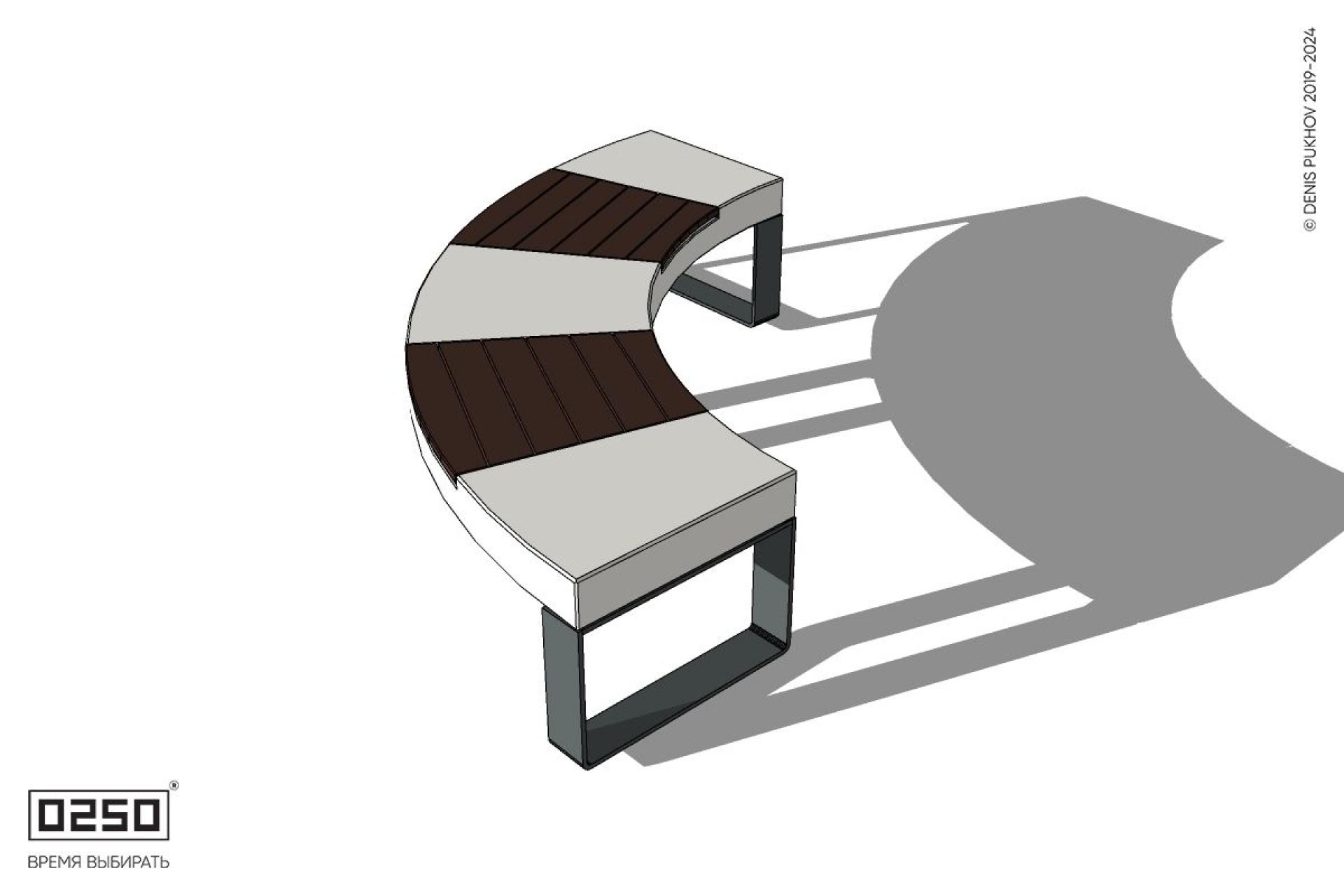Уличная Скамейка малого радиуса на ножках с настилом производство 0250