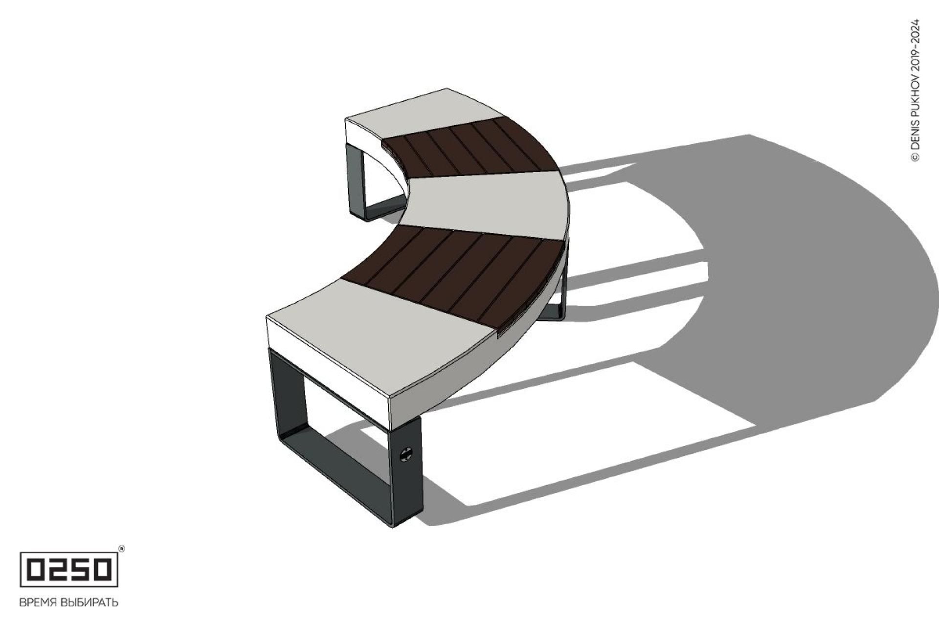 Уличная Скамейка малого радиуса на ножках с настилом производство 0250