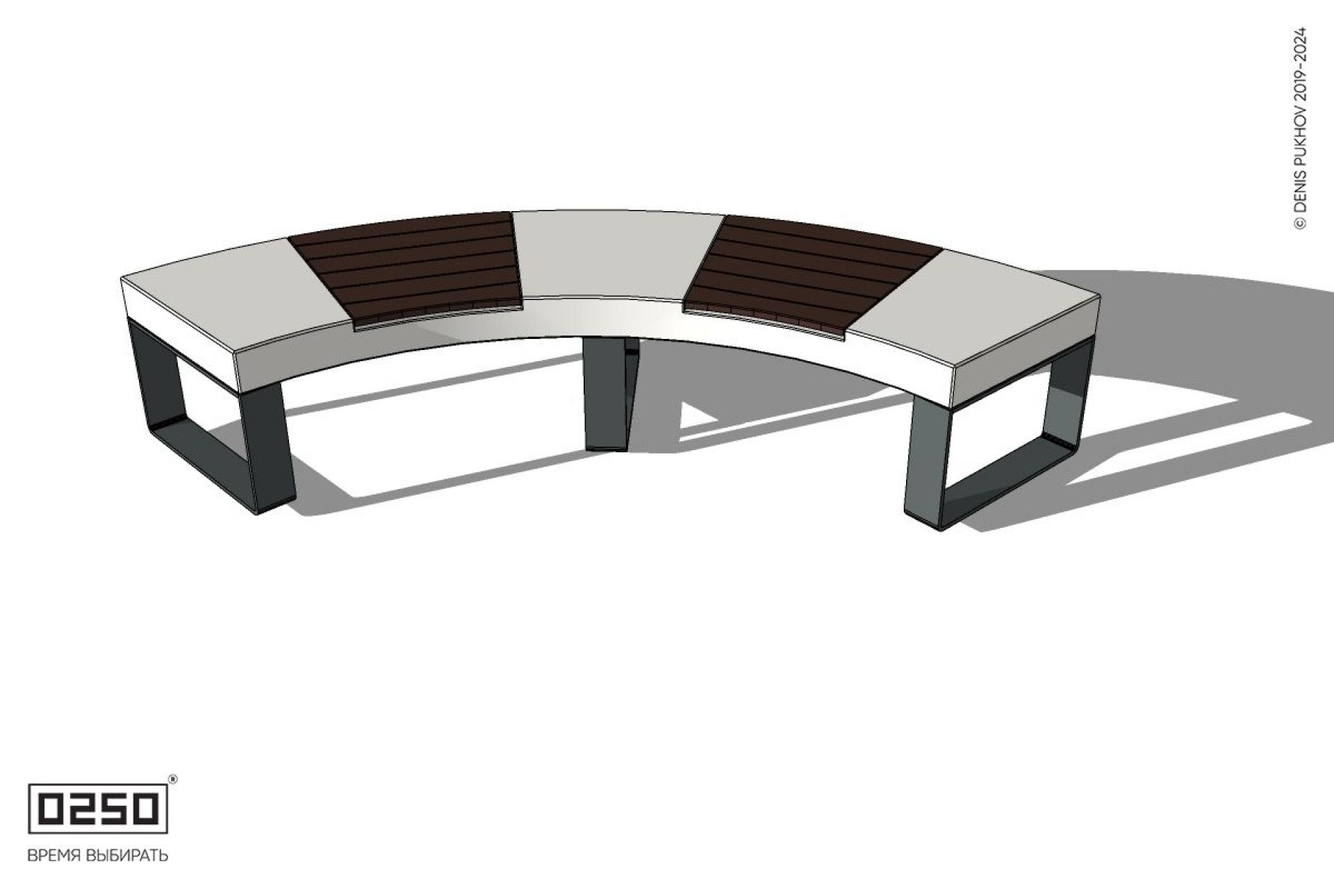 Уличная Скамейка малого радиуса на ножках с настилом производство 0250