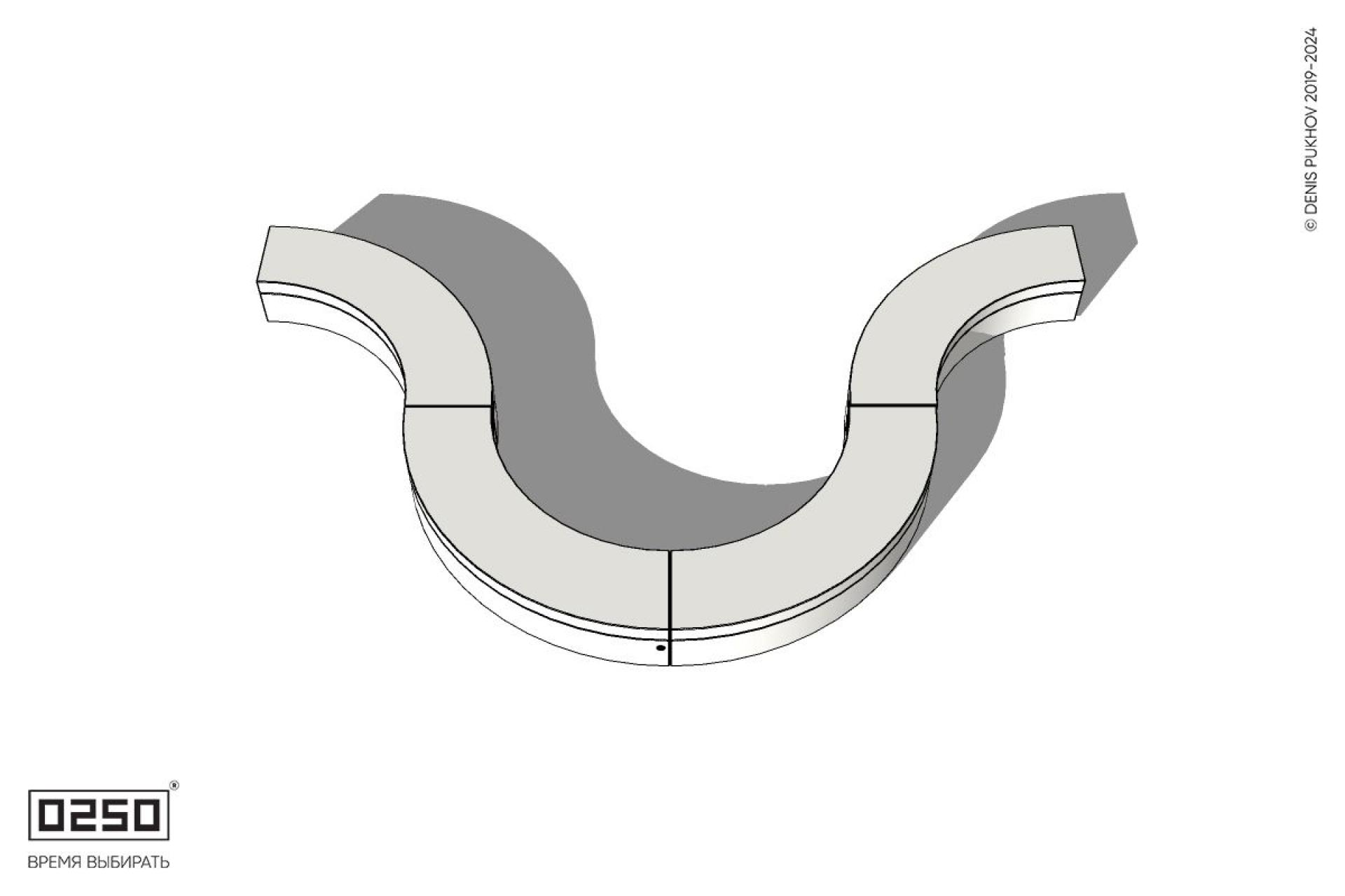 Уличная Бетонная U-образная волнообразная скамейка на блоке производство 0250