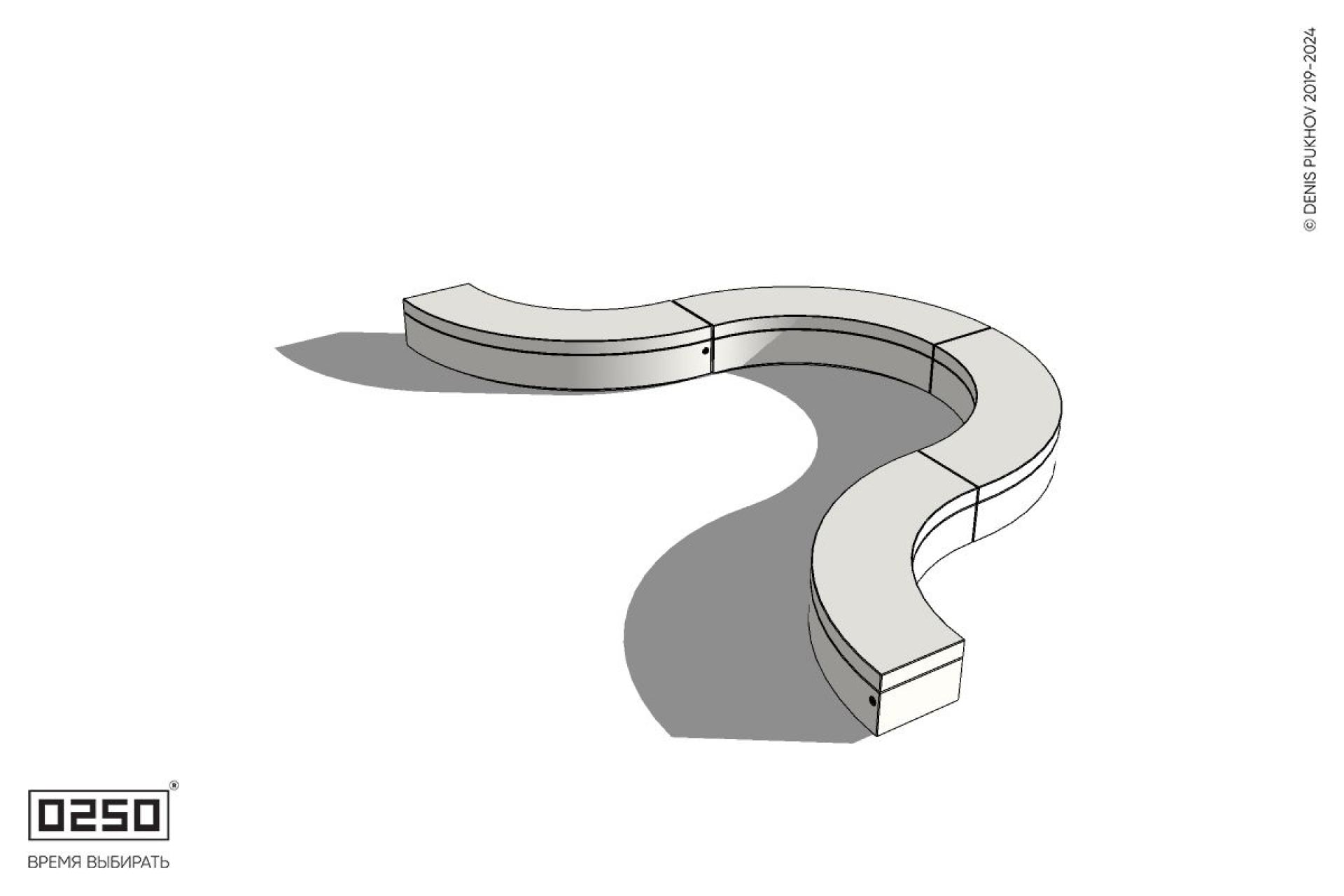 Уличная Бетонная U-образная волнообразная скамейка на блоке производство 0250