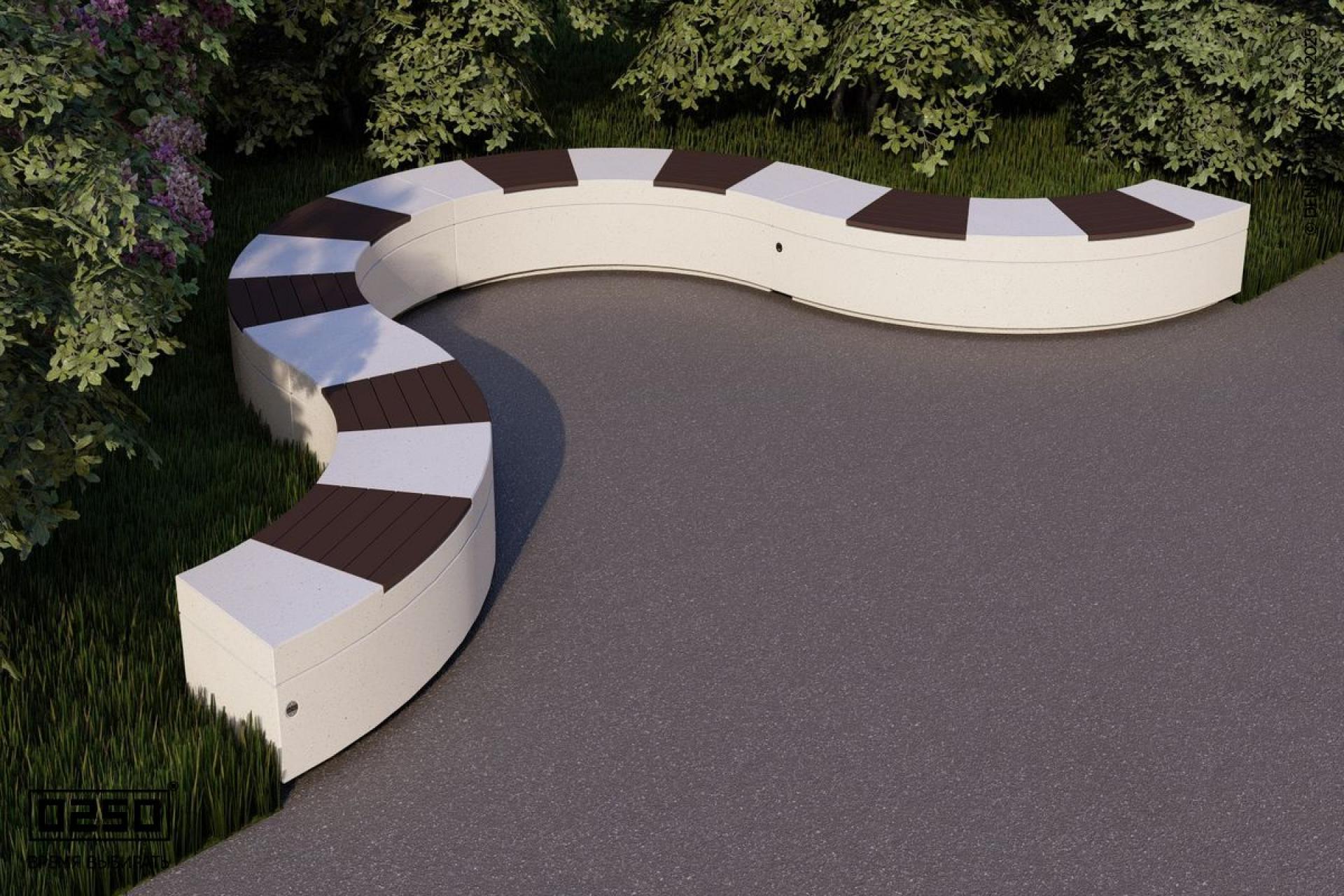 Уличная U-образная волнообразная скамейка на блоке производство 0250, module