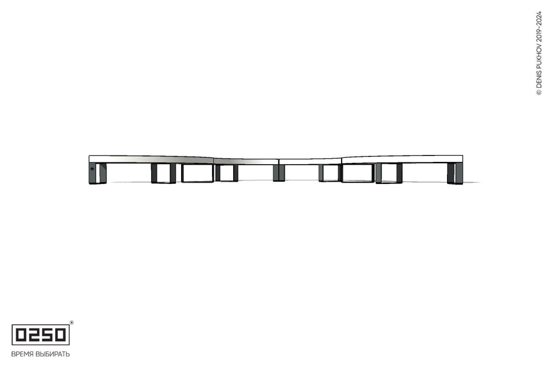 Уличная Бетонная U-образная волнообразная скамейка на ножках производство 0250