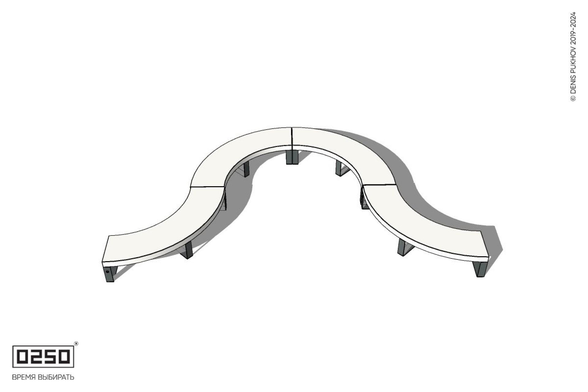 Уличная Бетонная U-образная волнообразная скамейка на ножках производство 0250