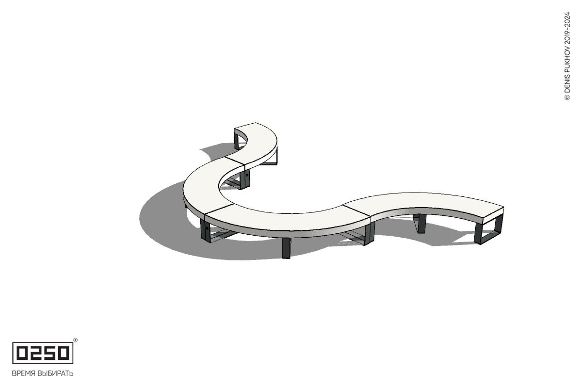 Уличная Бетонная U-образная волнообразная скамейка на ножках производство 0250