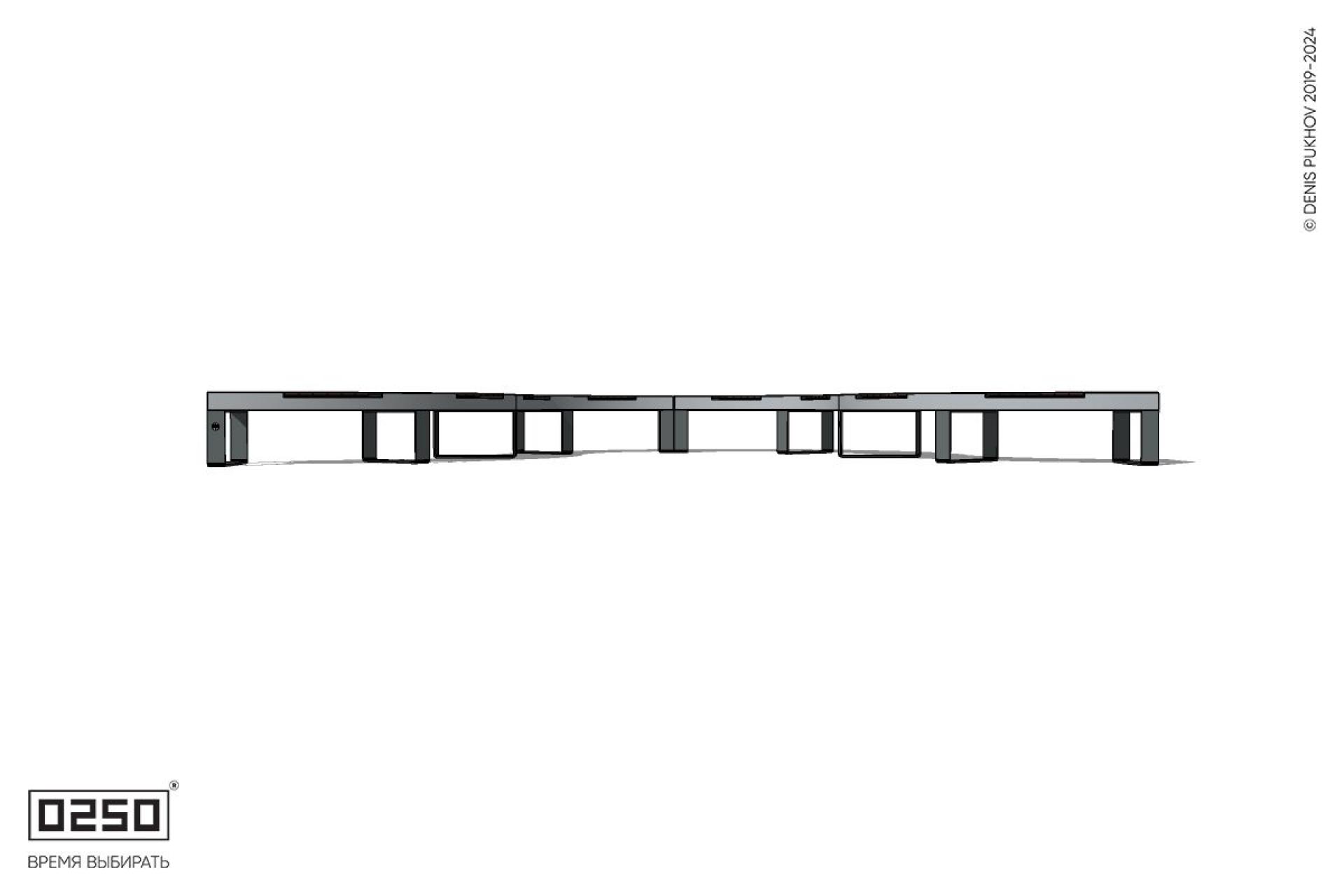 Уличная U-образная волнообразная скамейка на ножках производство 0250