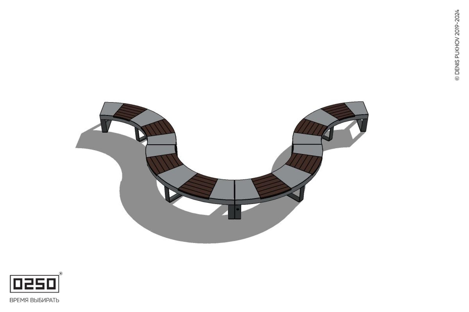 Уличная U-образная волнообразная скамейка на ножках производство 0250