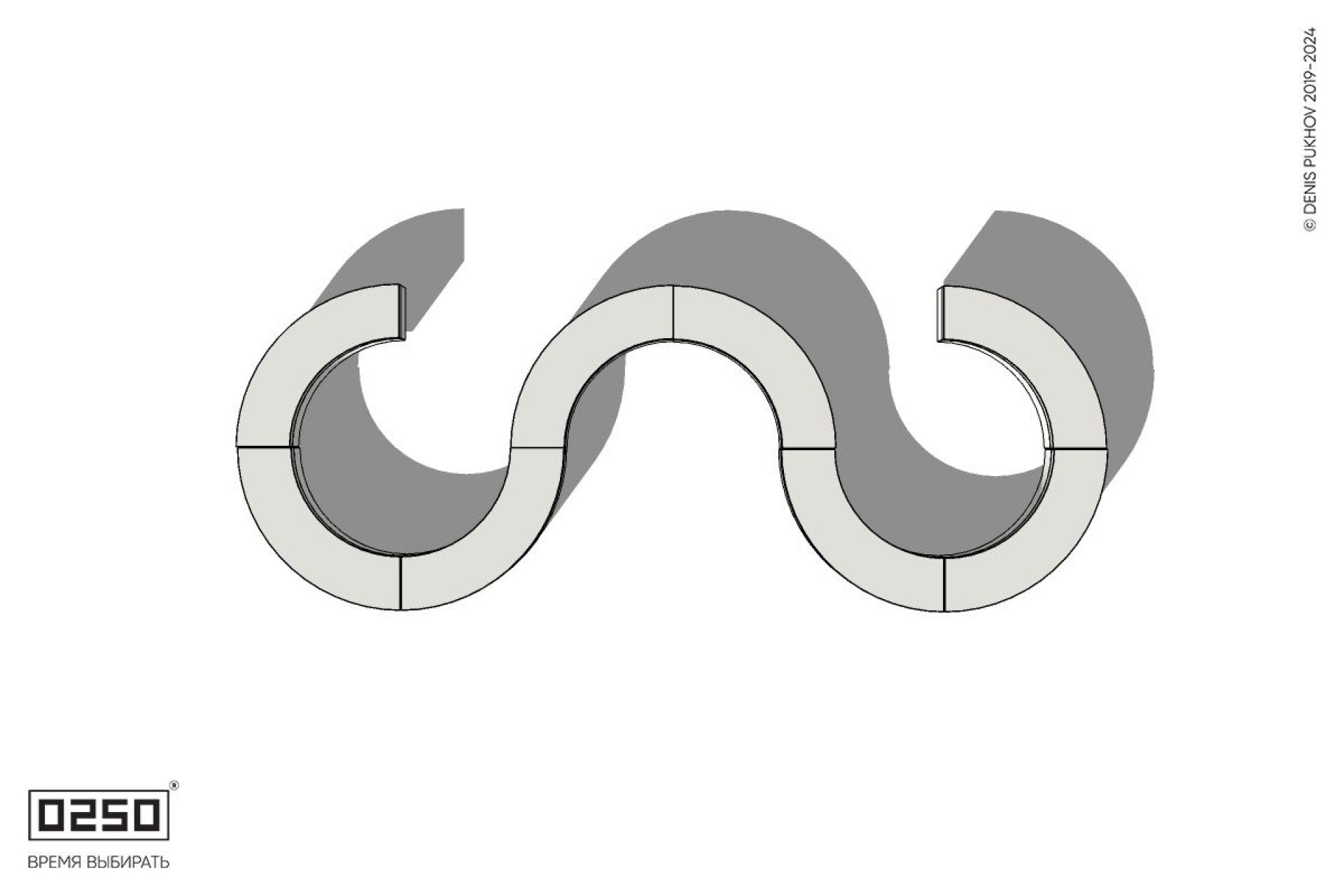 Уличная Бетонная W-образная волнообразная закрытая скамейка на блоке производство 0250, module