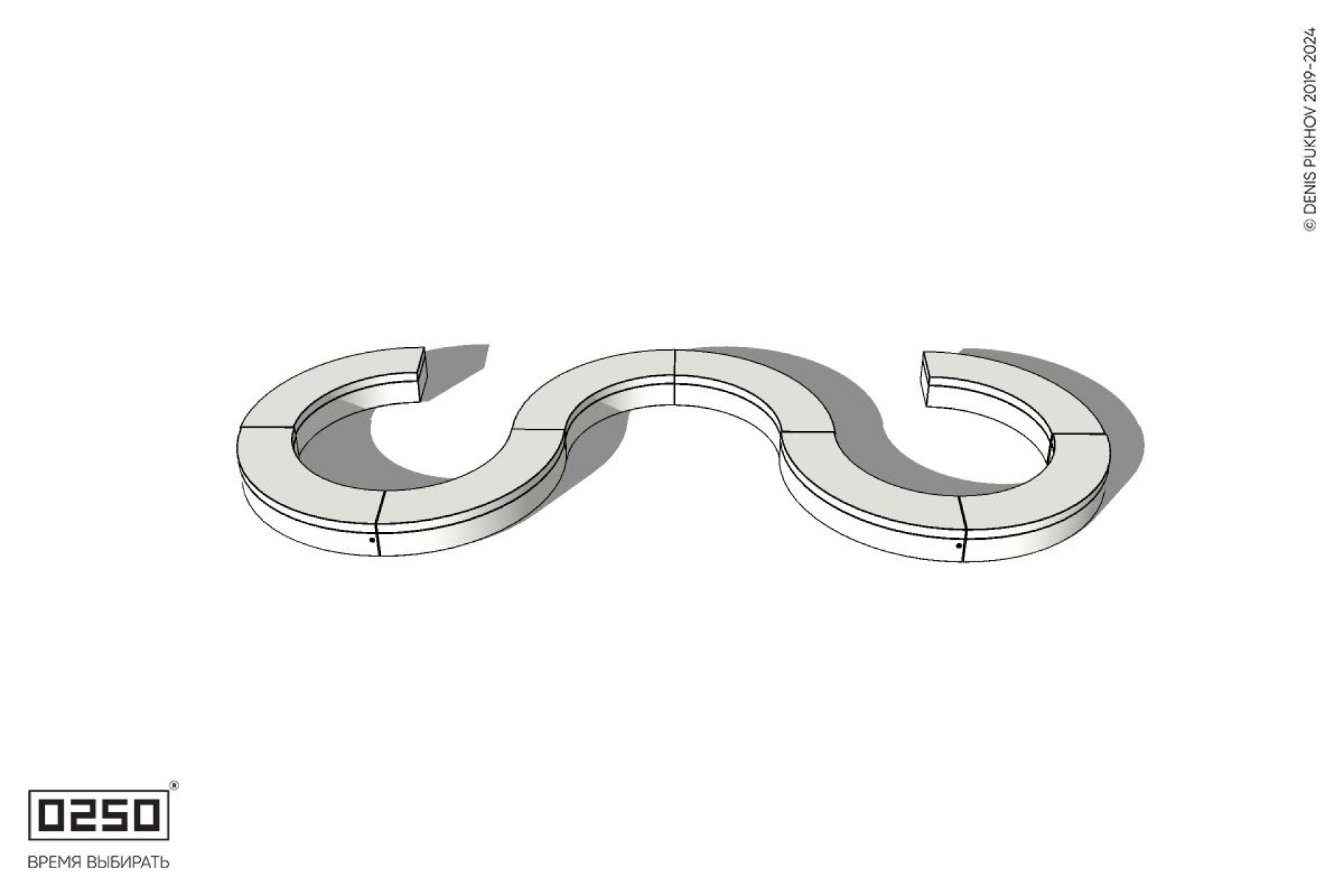 Уличная Бетонная W-образная волнообразная закрытая скамейка на блоке производство 0250